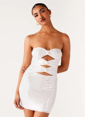 Relaxed day dress Clyra Sequin Mini Dress - Ivory