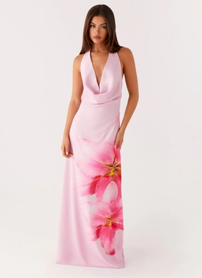 Confident Touch Flowing Fit Bryony Cowl Maxi Dress - Pink