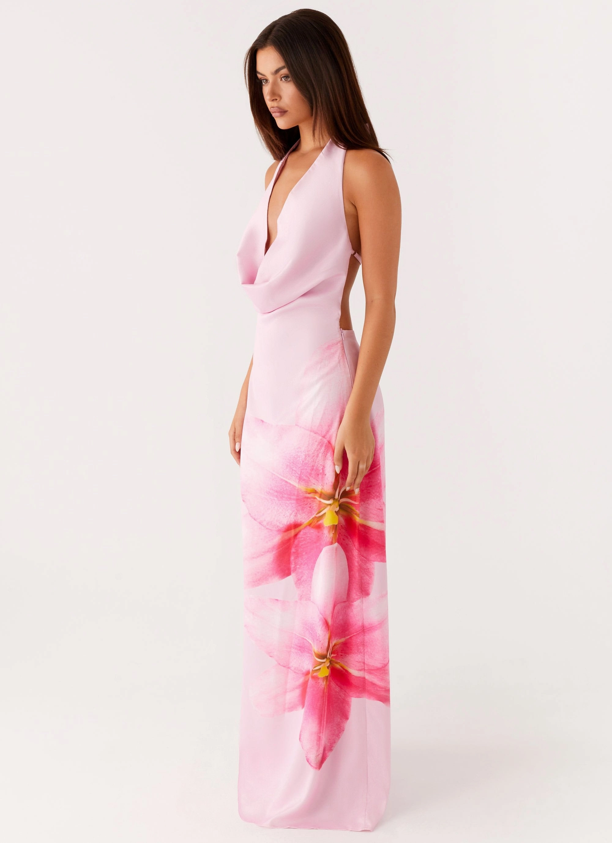 Breathable Layering Effortless Tailoring Bryony Cowl Maxi Dress - Pink