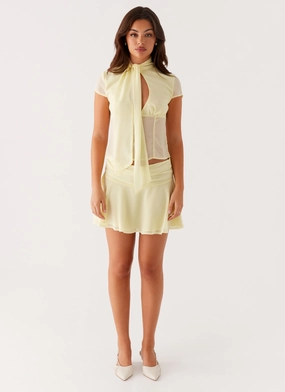 Elastic Fit Colby Mini Skirt - Lemon
