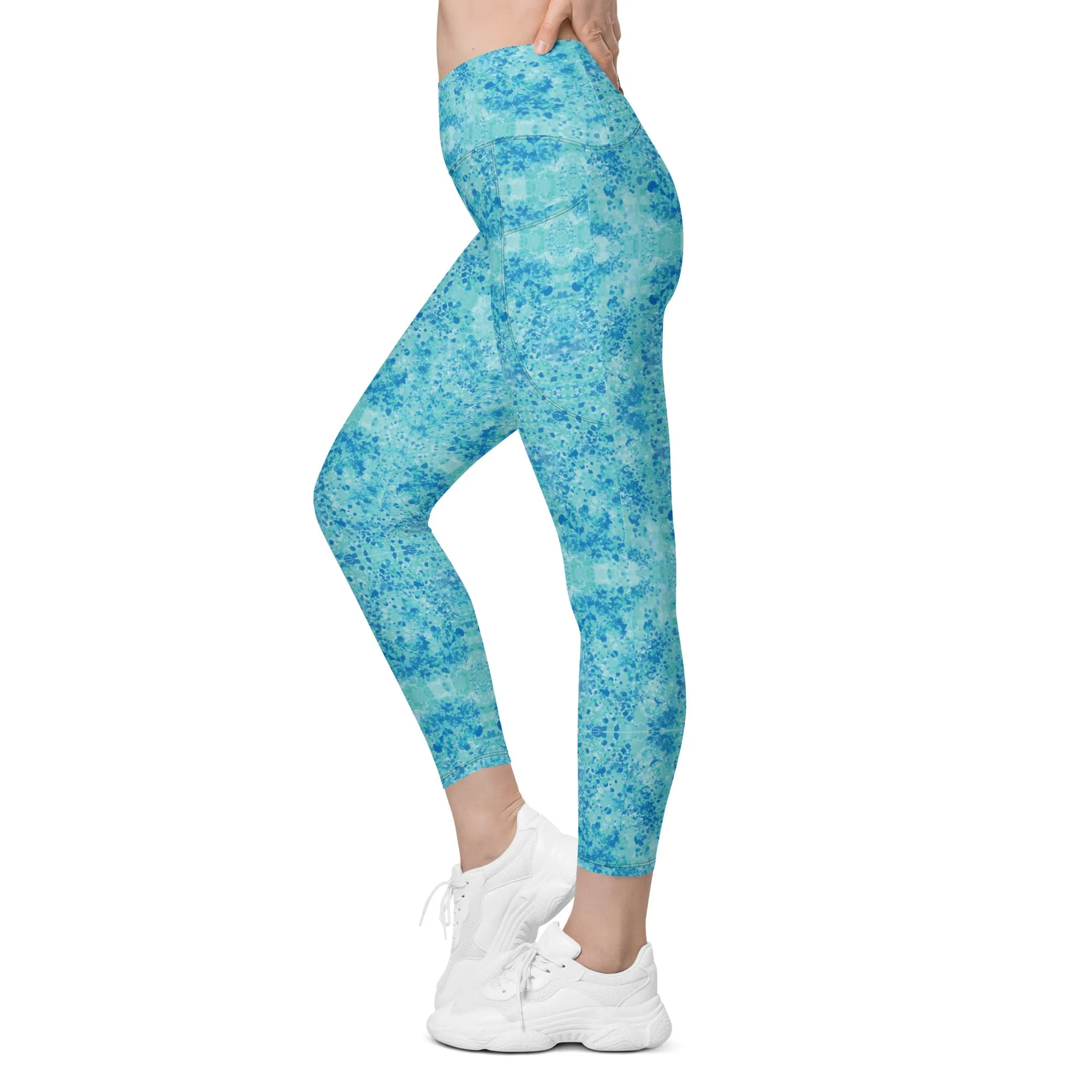 Cold blue waters Crossover leggings with pockets