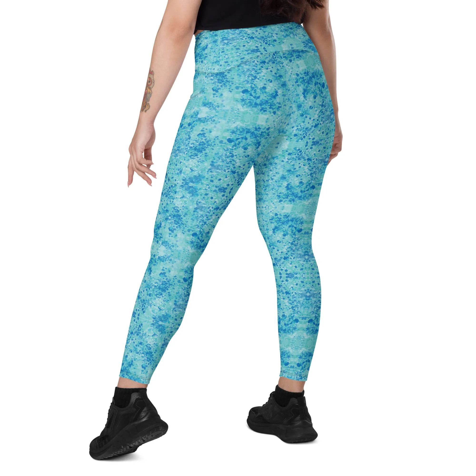 Cold blue waters Crossover leggings with pockets