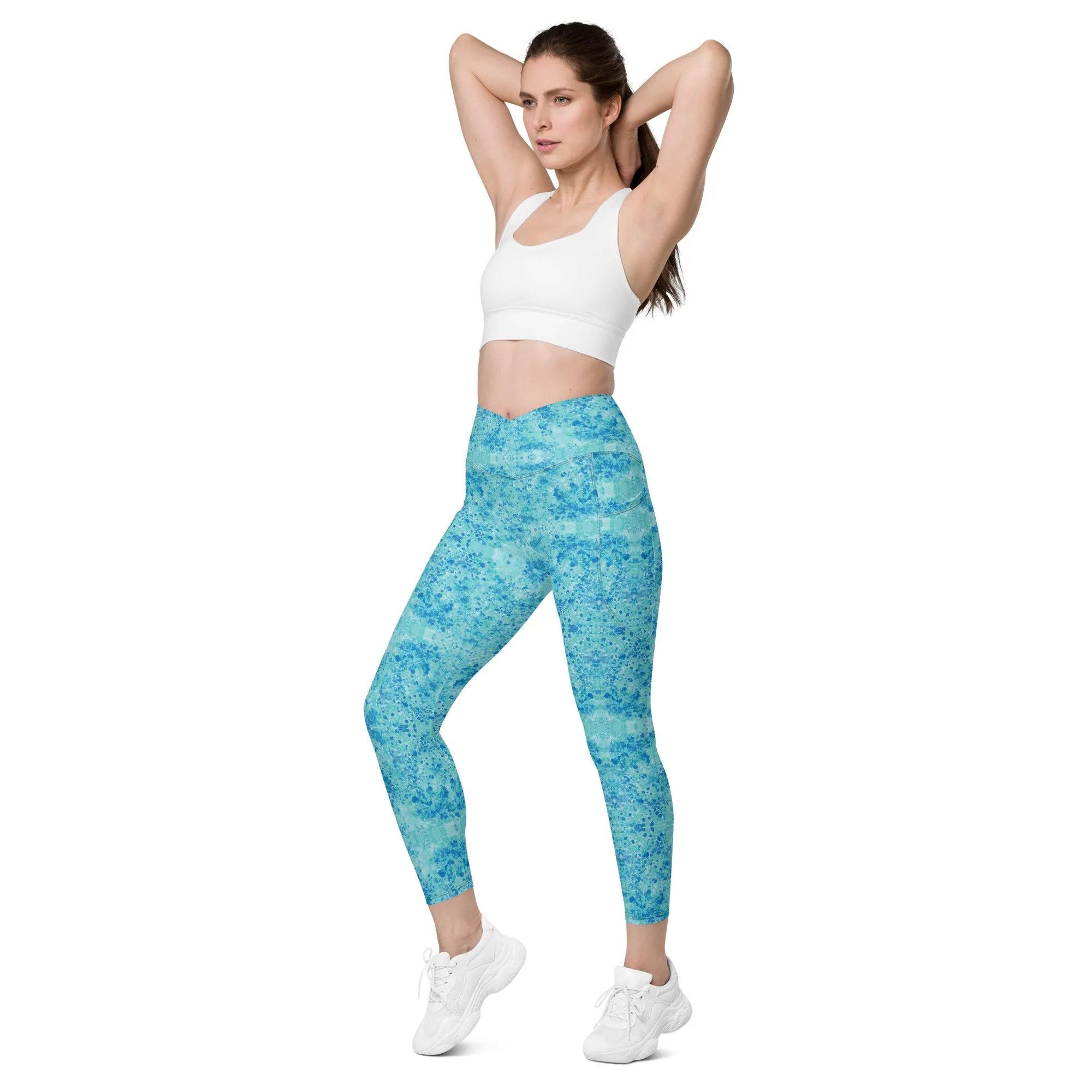 Cold blue waters Crossover leggings with pockets