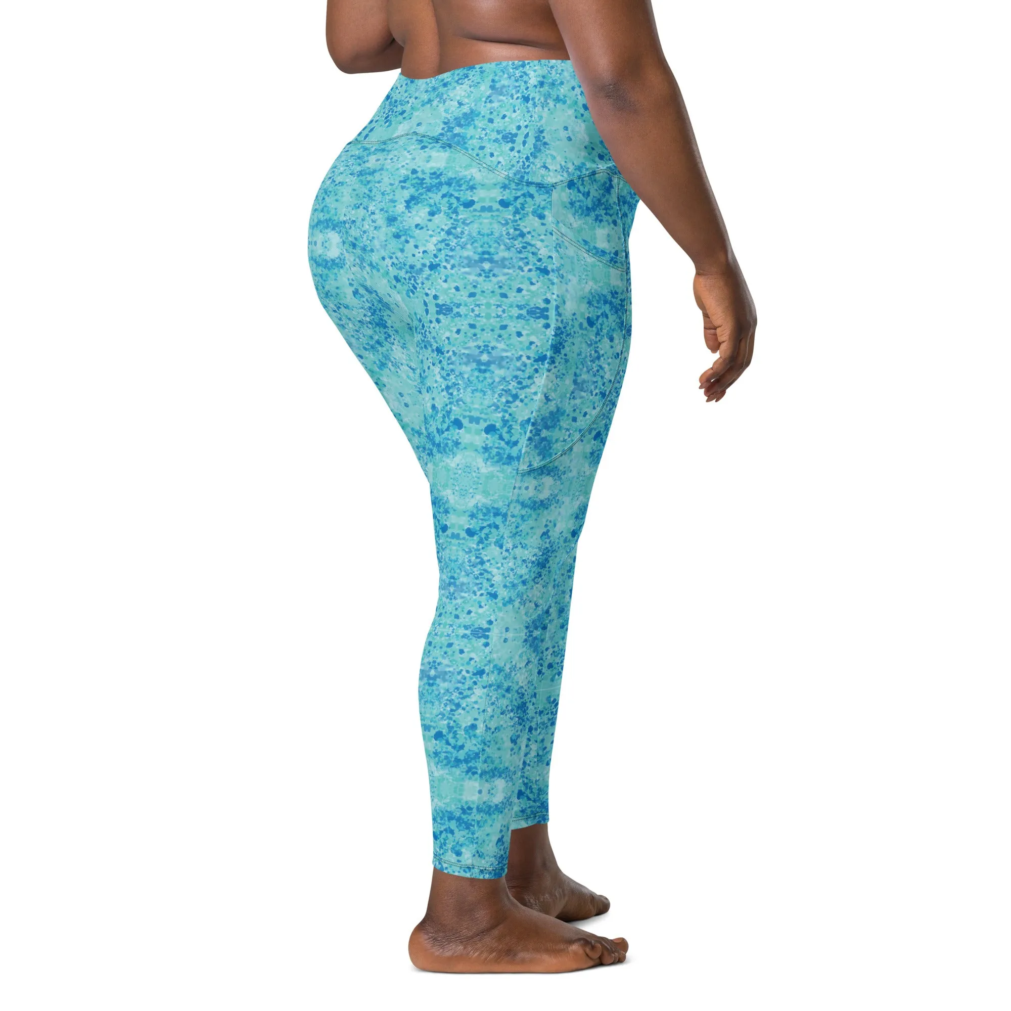 Cold blue waters Crossover leggings with pockets