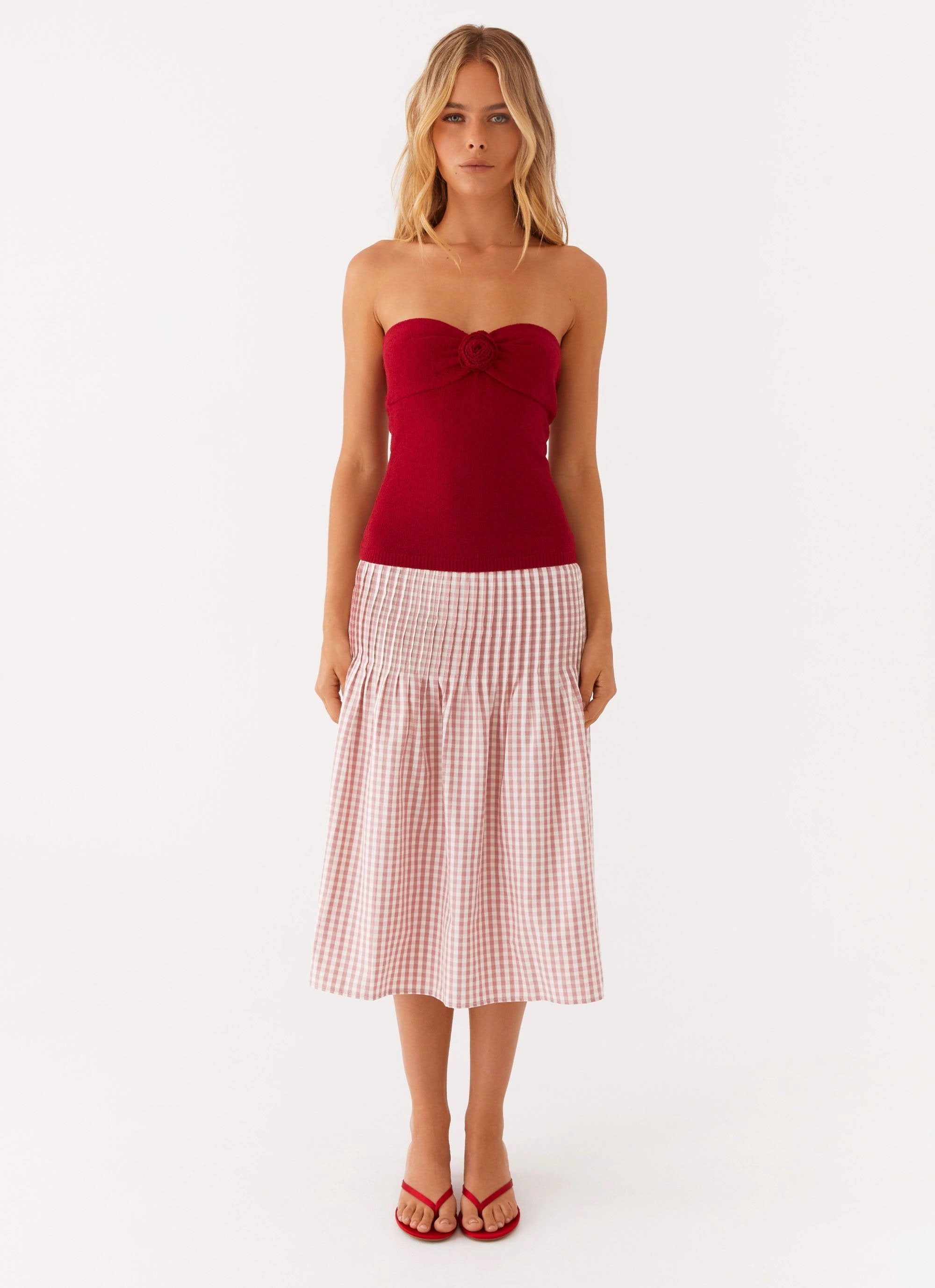Hidden Hills Knit Rose Top - Maroon High Collar Option AntiSnagYarnProcessing