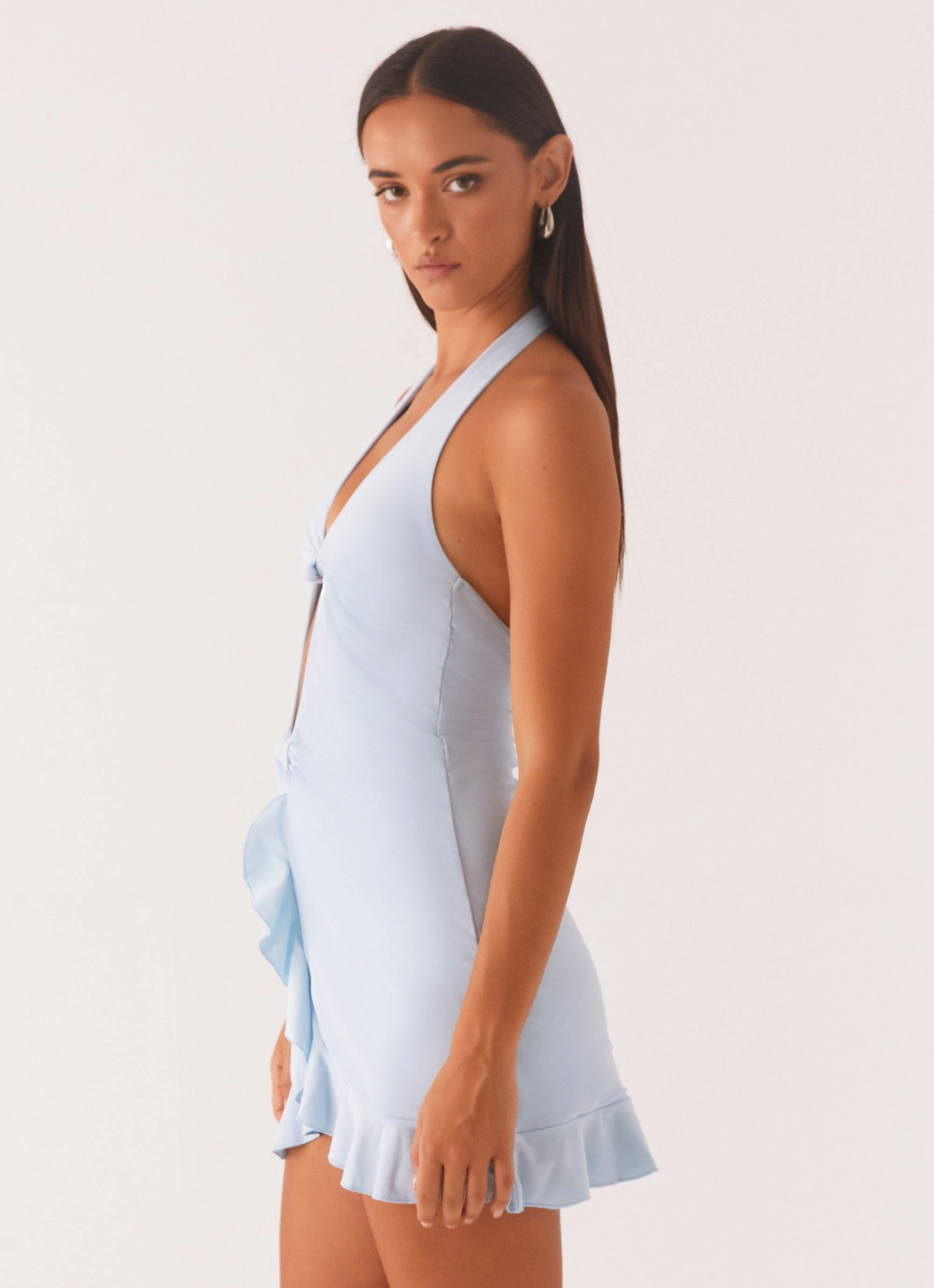 Stylish Cut Airy Layer Colette Mini Dress - Pastel Blue