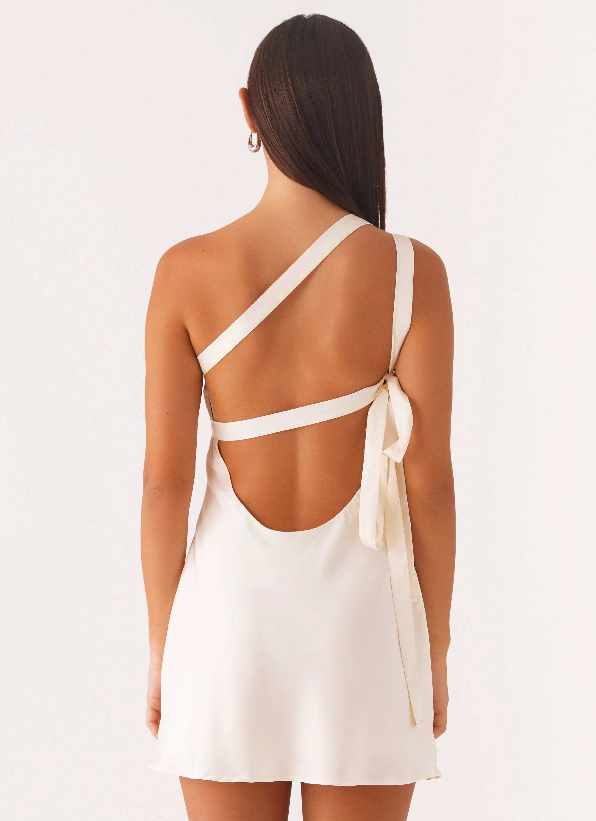 Vibrant Design High Cut Lights Out Mini Dress - Pearl