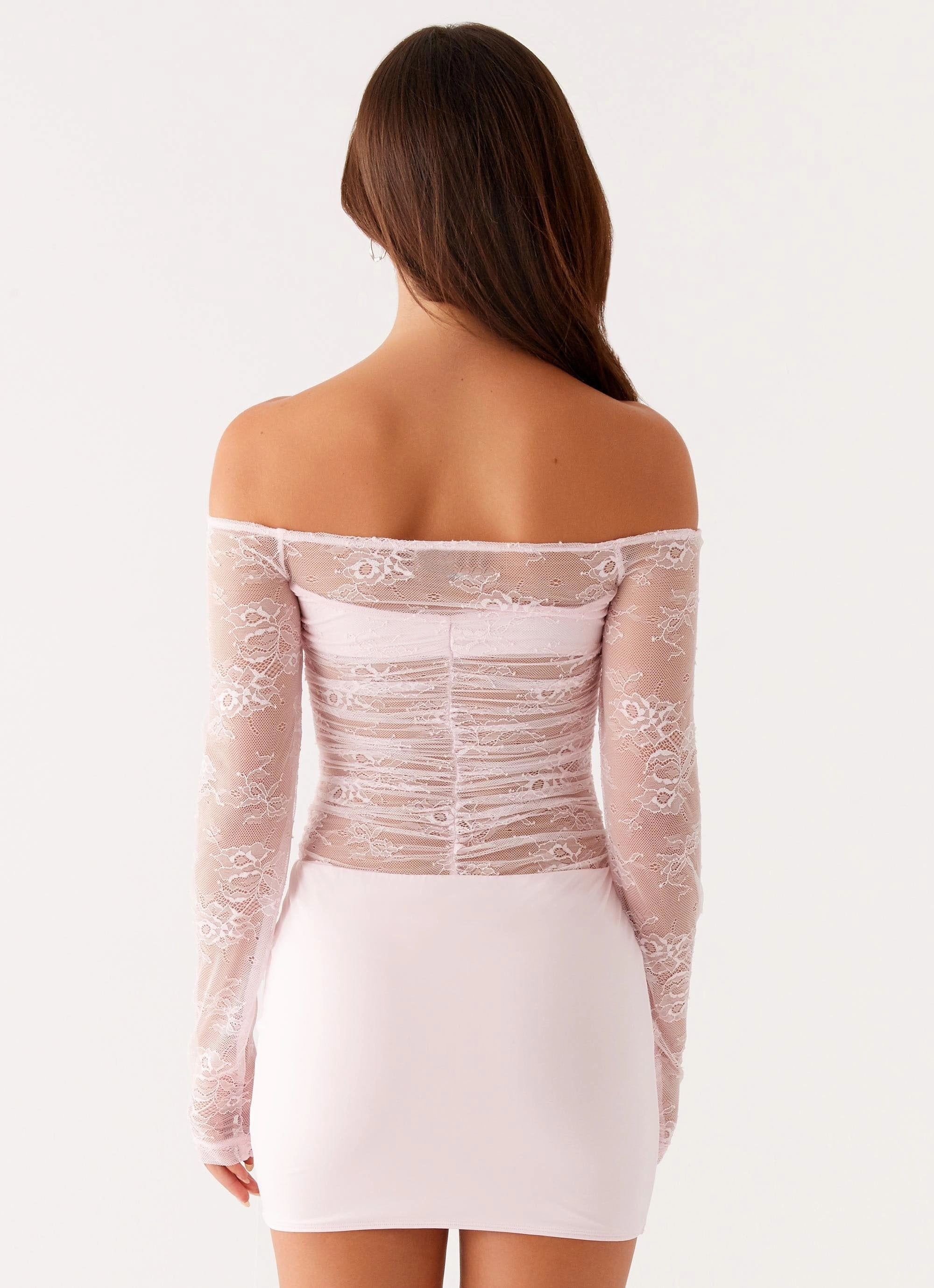 Flattering bodycon dress Glossy Fabric Collide Lace Mini Dress - Pink