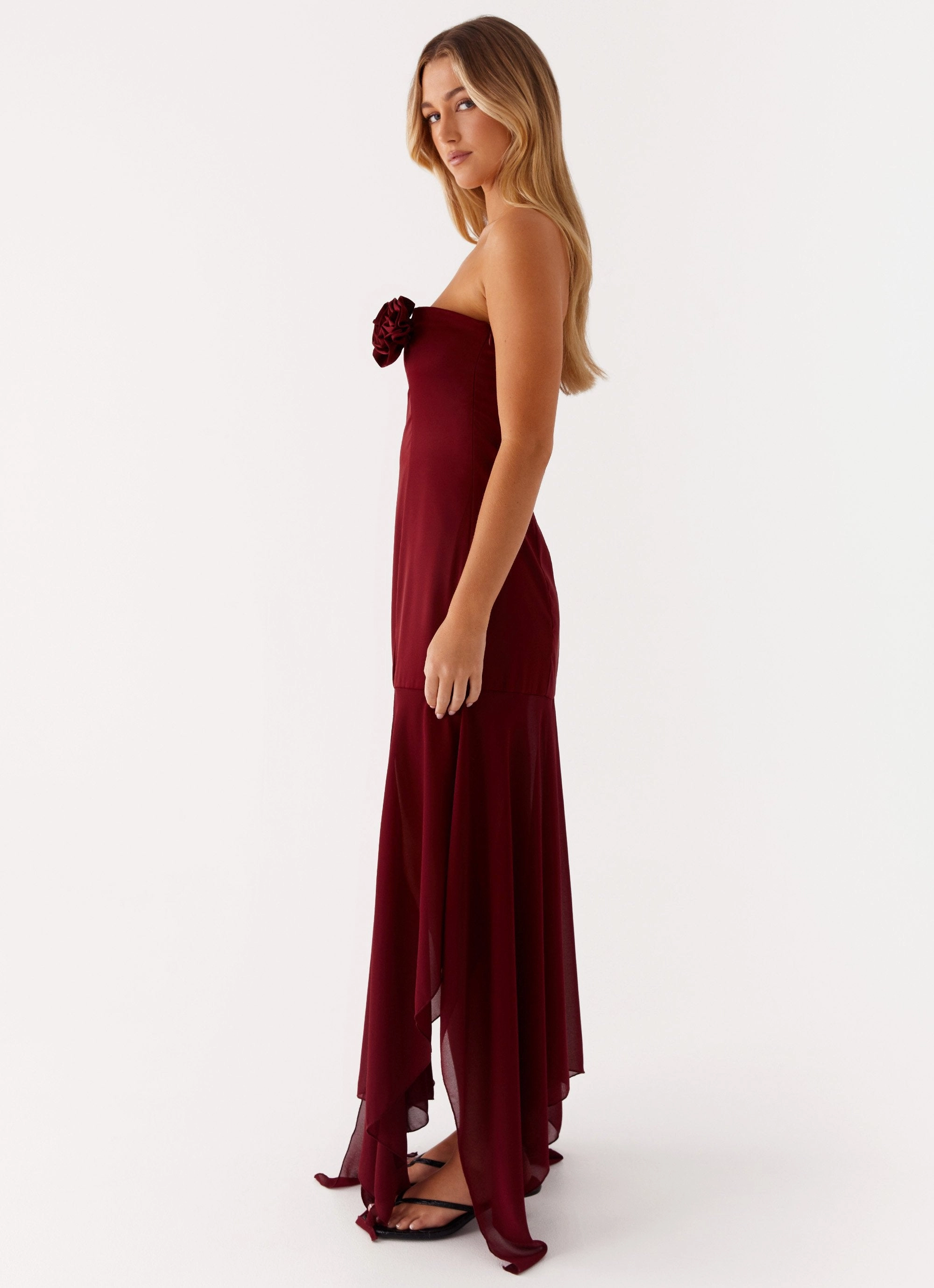 Collision Satin Maxi Dress - Cherry Red LightweightMaterial