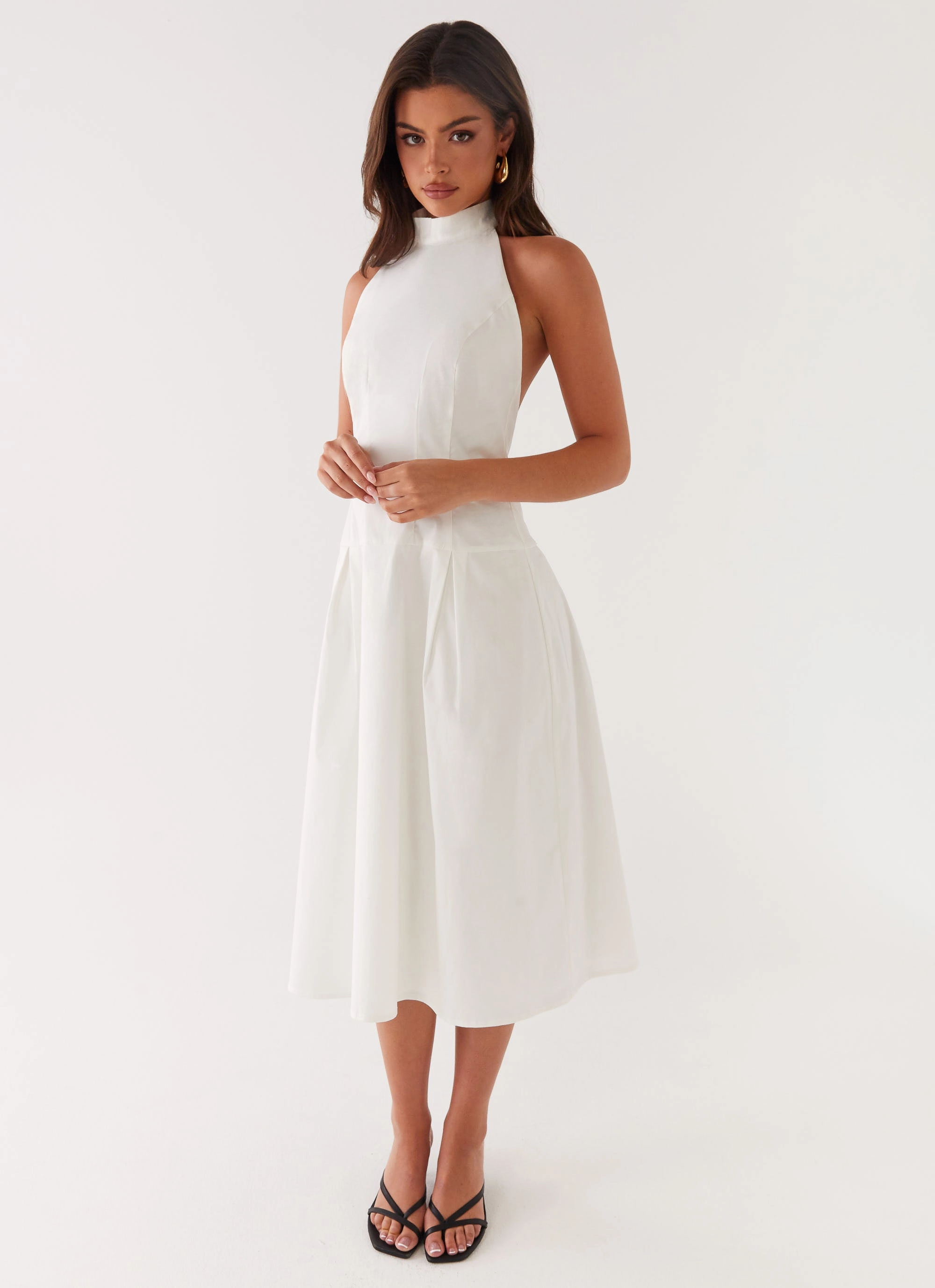 Inner Smile Minimal Harmony Calla Halter Midi Dress - White