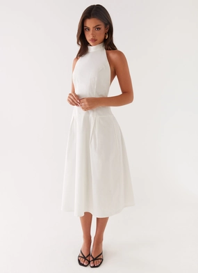 Inner Smile Minimal Harmony Calla Halter Midi Dress - White