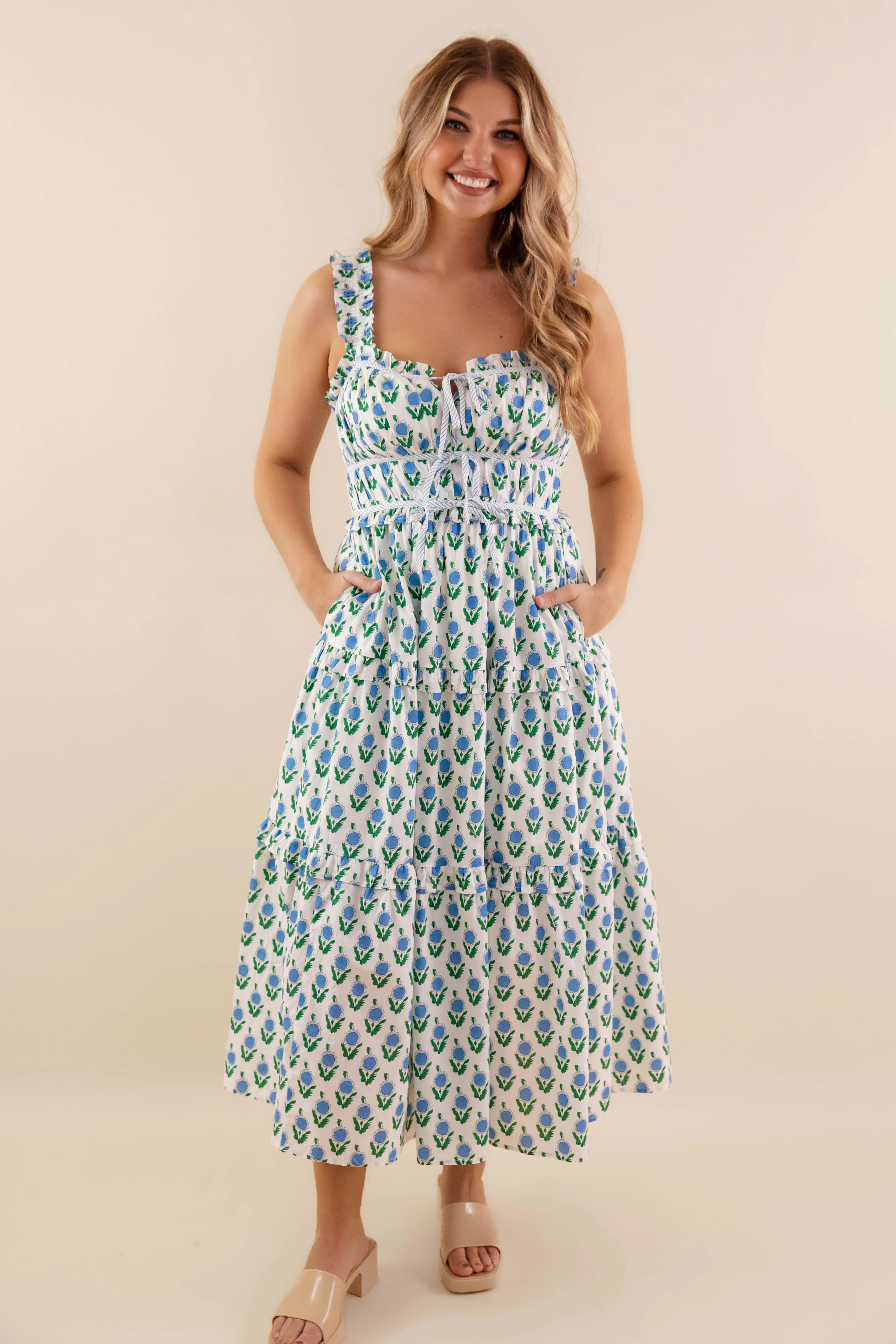 Owe It To You Midi Dress-Blue Weekend Fresh