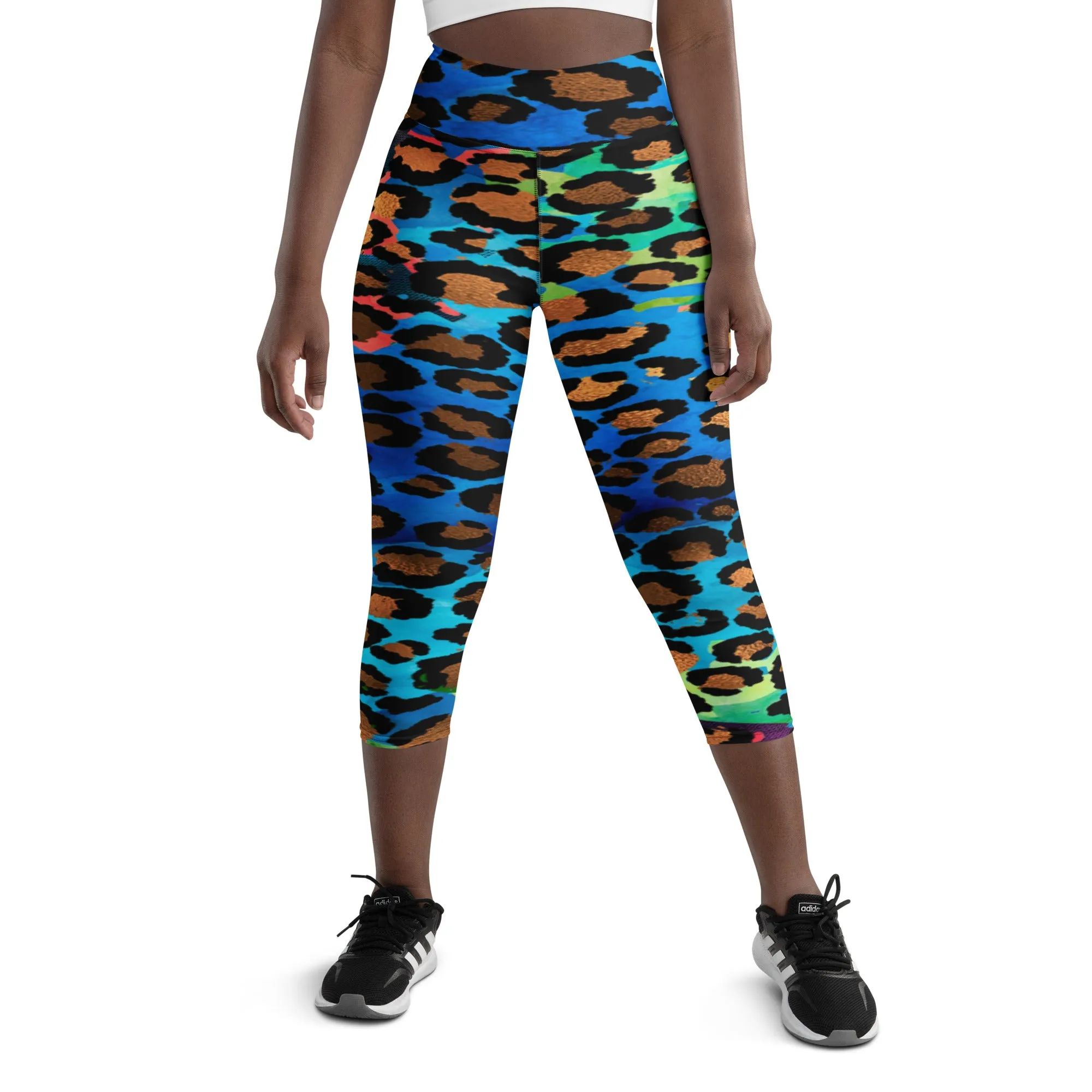 Colorful Animal Print Yoga Capri Leggings Fitness Capri Leggings, lioness-love
