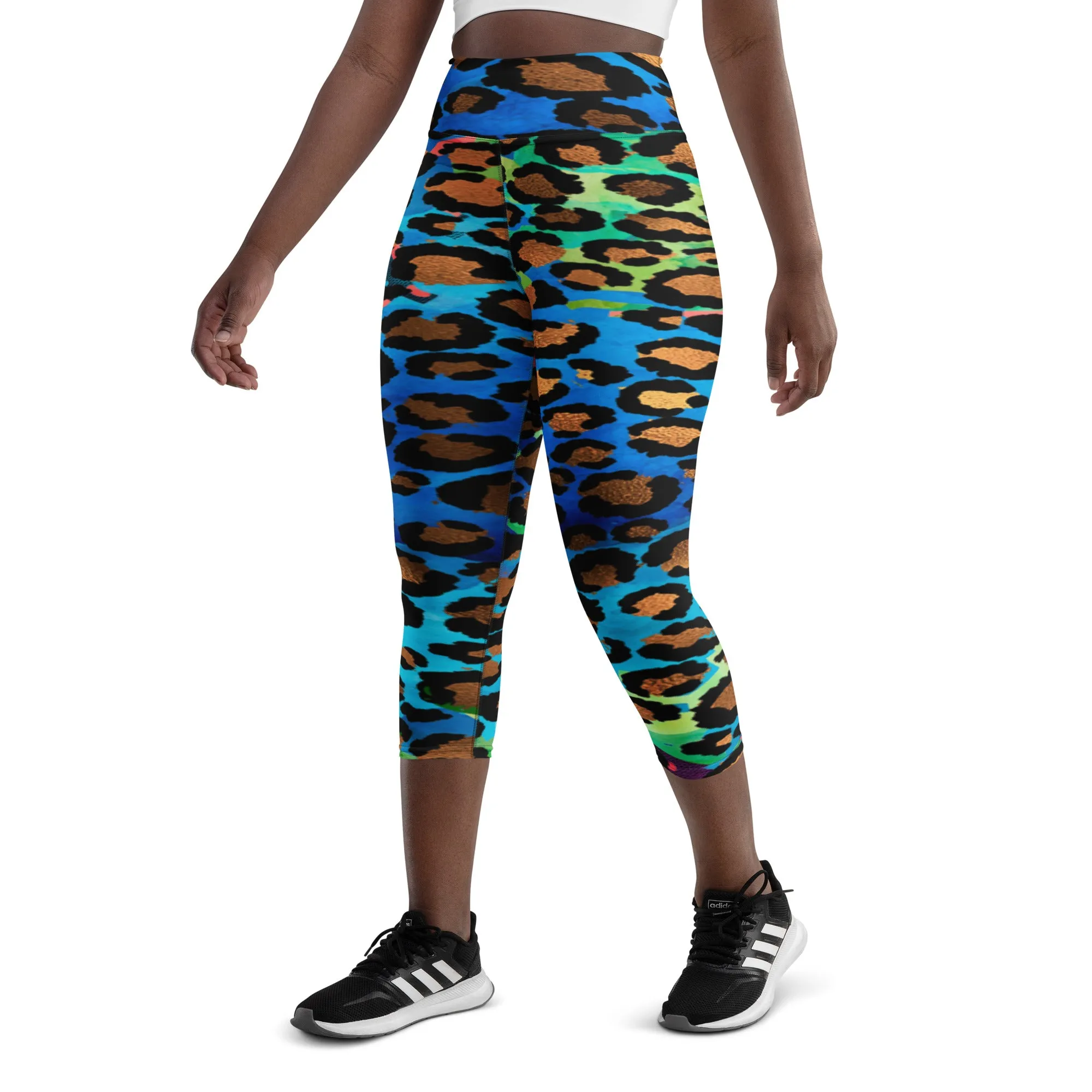 Colorful Animal Print Yoga Capri Leggings Fitness Capri Leggings, lioness-love
