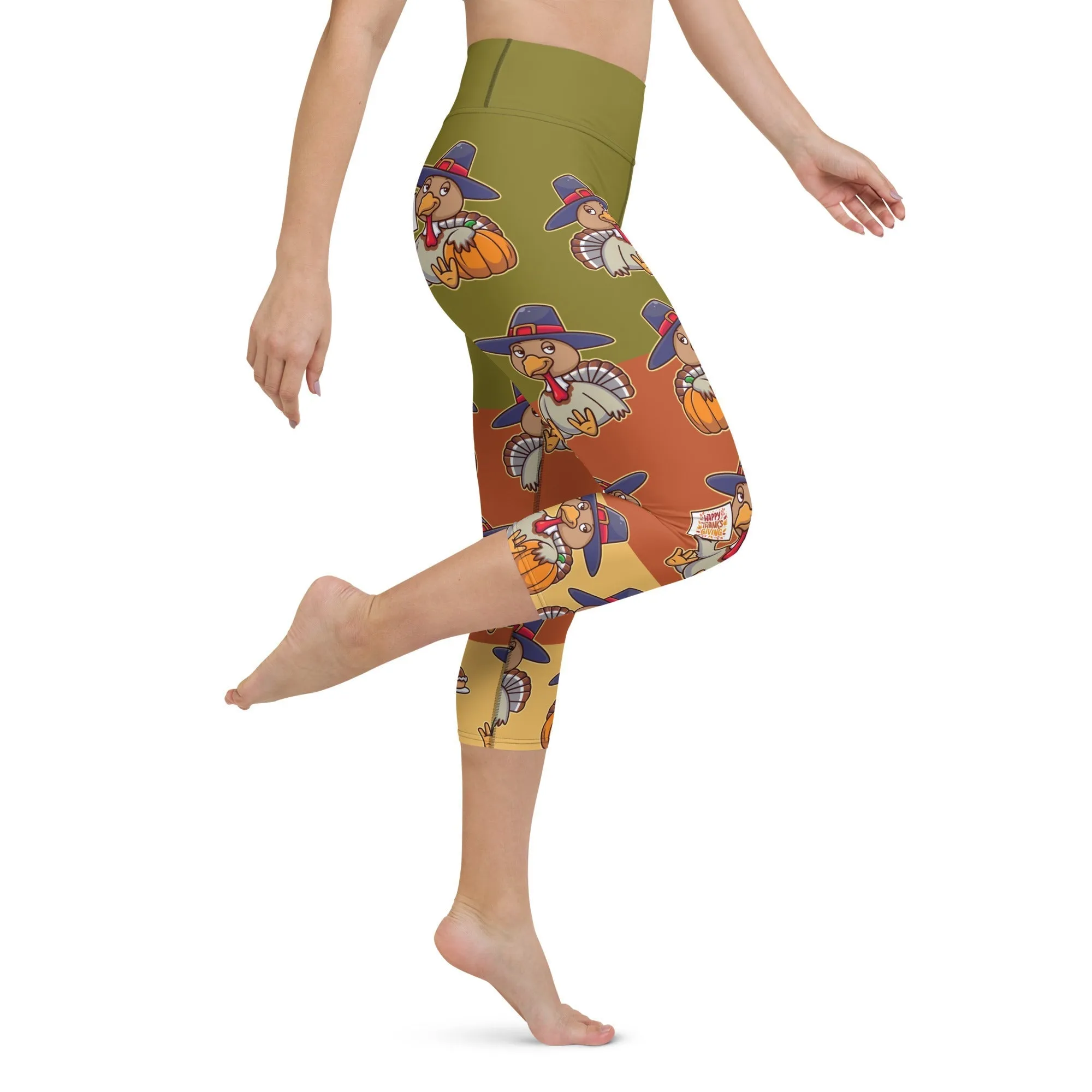 Colorful Turkey Print Yoga Capris
