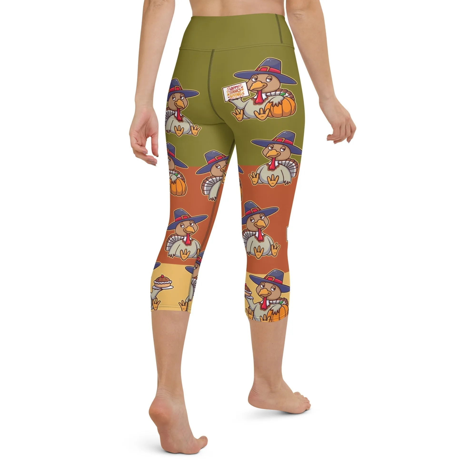 Colorful Turkey Print Yoga Capris