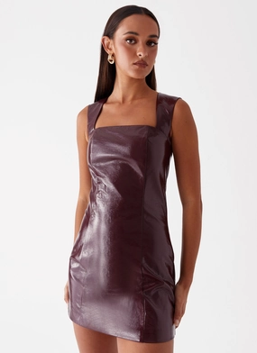 Elegant Waist Design Samantha Mini Dress - Deep Red