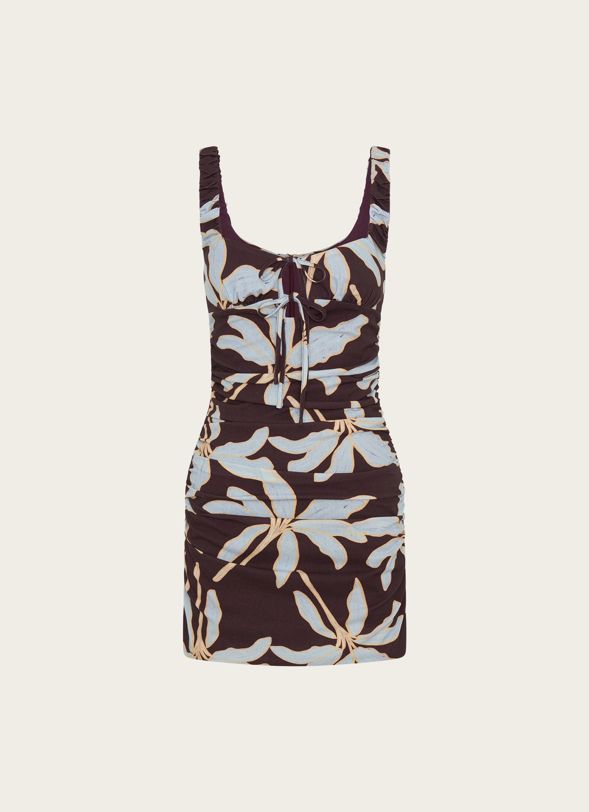Cool Form Sweet Melody Ruched Mini Dress - Opulent Brown