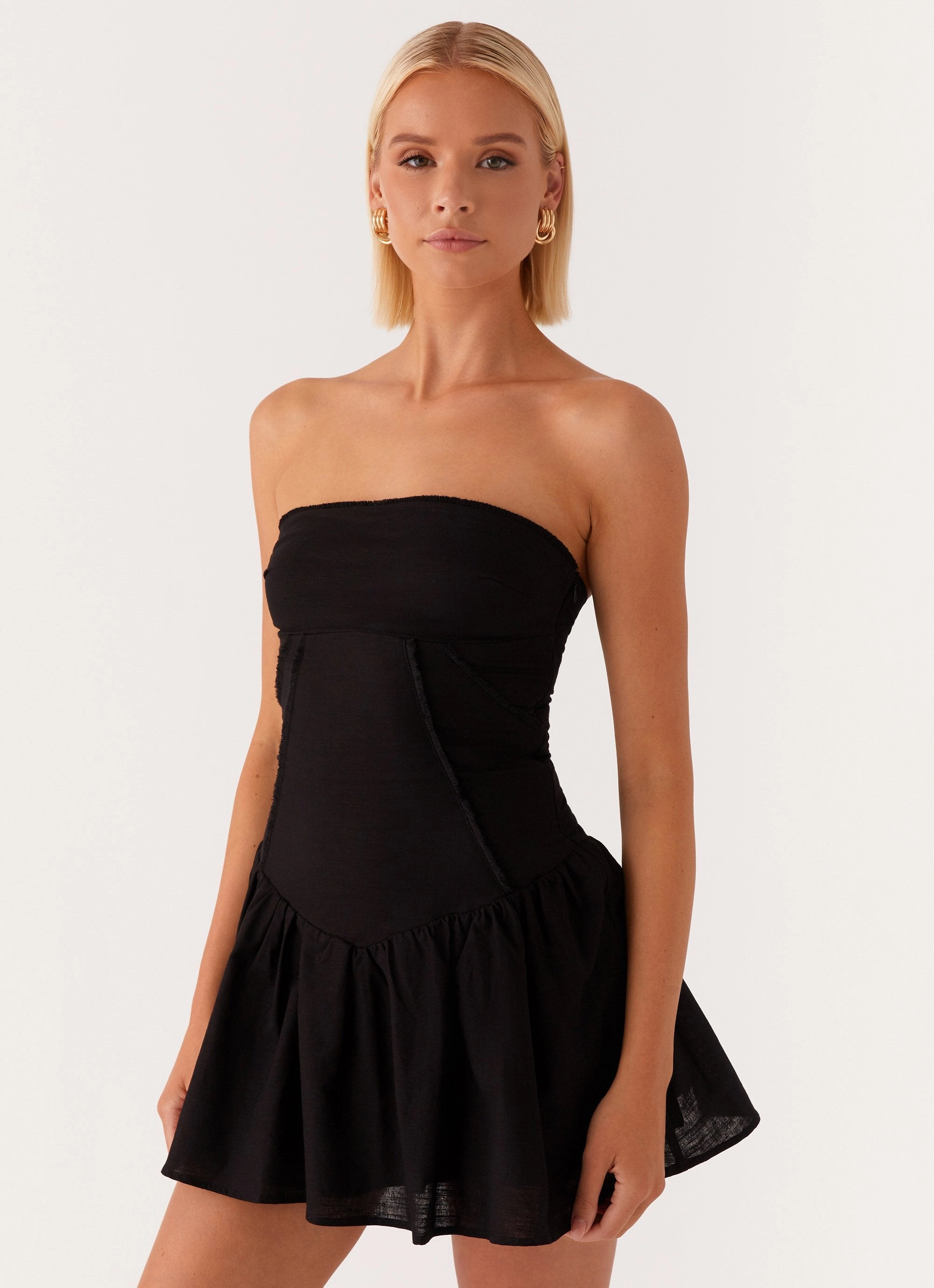 Larnie Linen Mini Dress - Black Day Magic Shiny-Lining