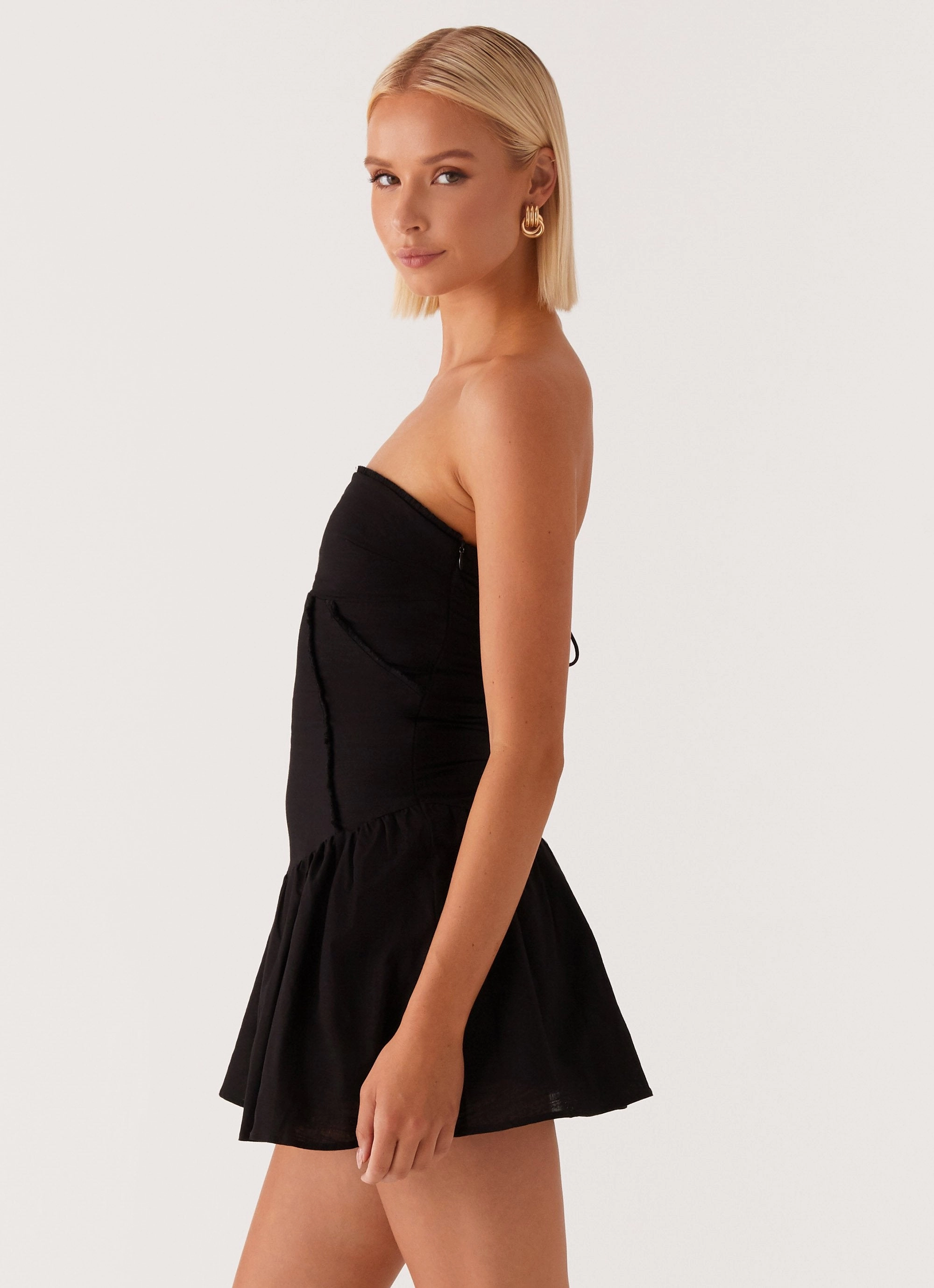 Rose Soft Larnie Linen Mini Dress - Black