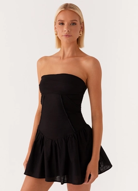Larnie Linen Mini Dress - Black Day Magic Shiny-Lining