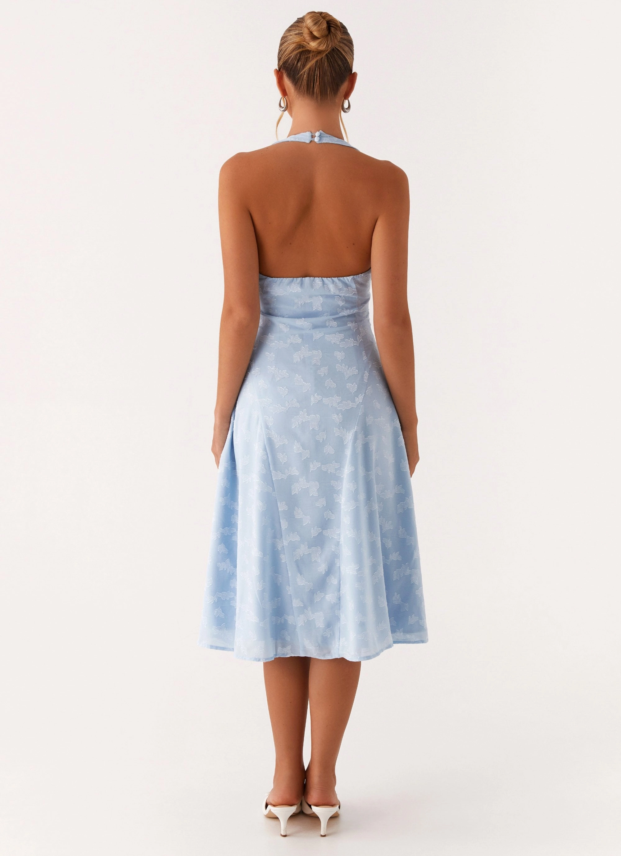 Dreamy Flow Sashi Halterneck Midi Dress - Pale Blue
