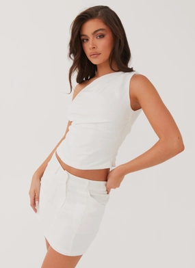 Marissa Linen Mini Skirt - White Perfect Pair Flexible Fit