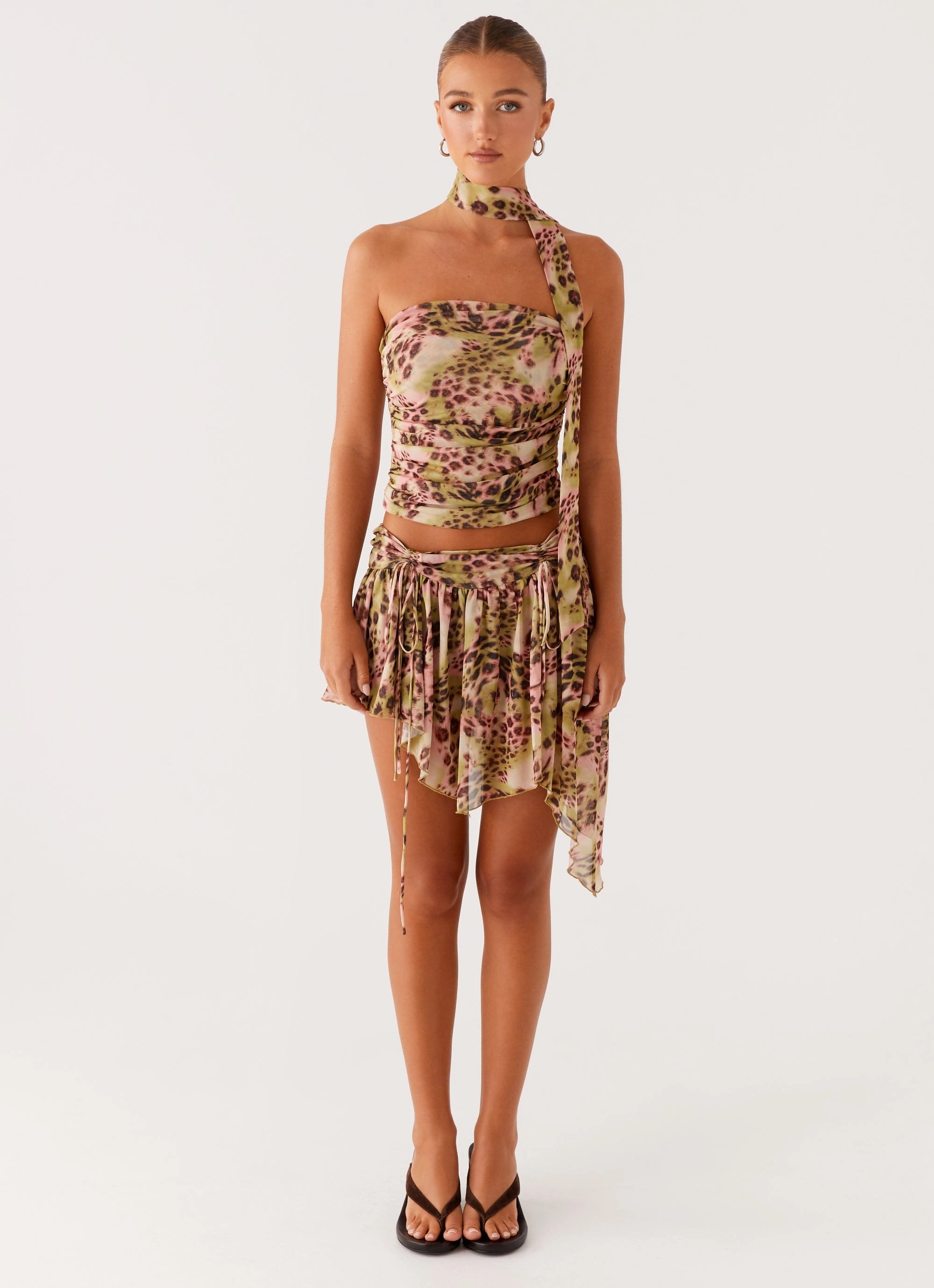 Bootcut shape Stretchable Fabric Hot Like Me Mini Skirt - Swirl Leopard