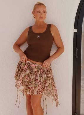 Embroidered Detail Hot Like Me Mini Skirt - Swirl Leopard