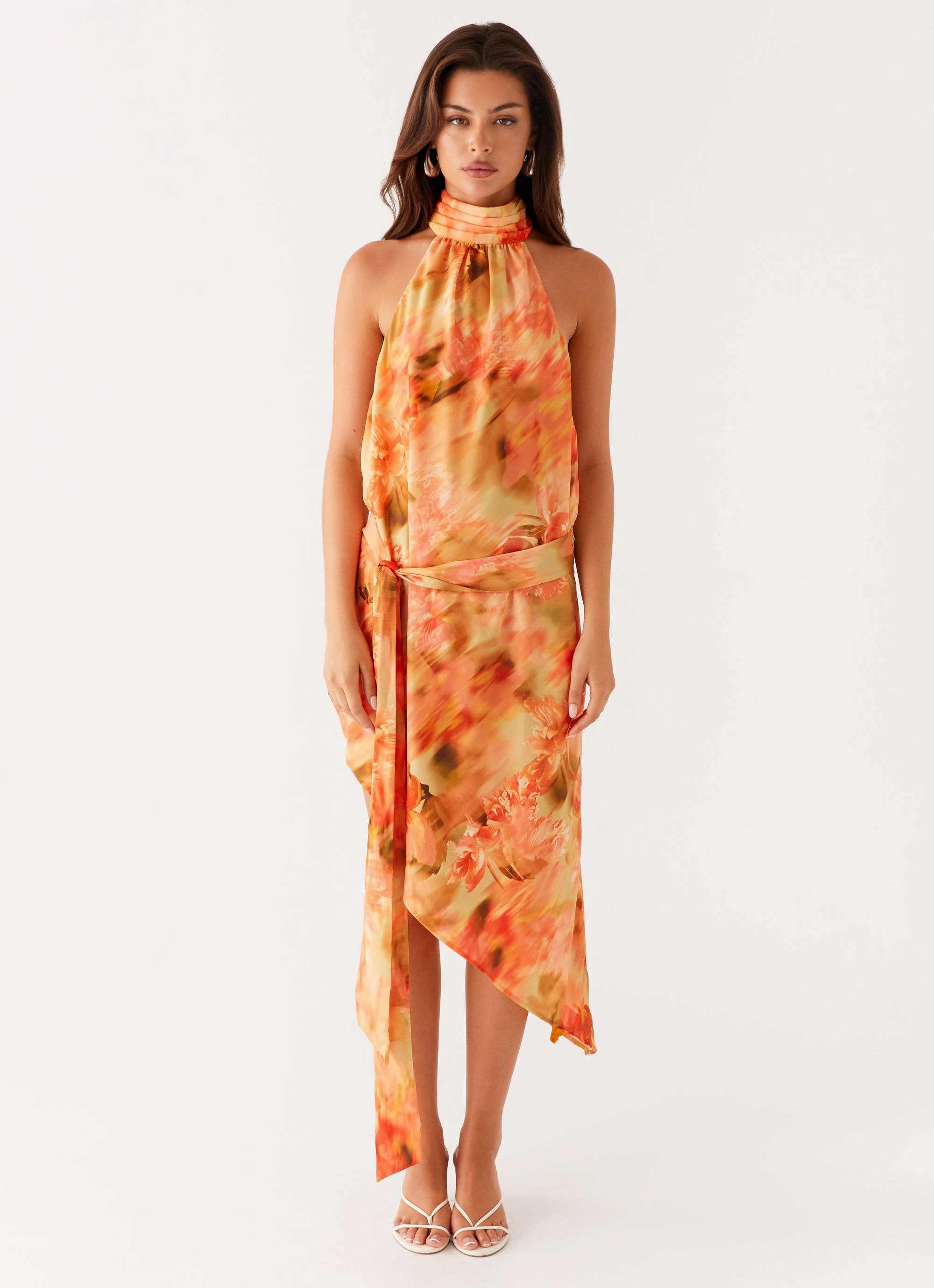 Chilly Day Wear Lou Midi Dress - Sunset Floral