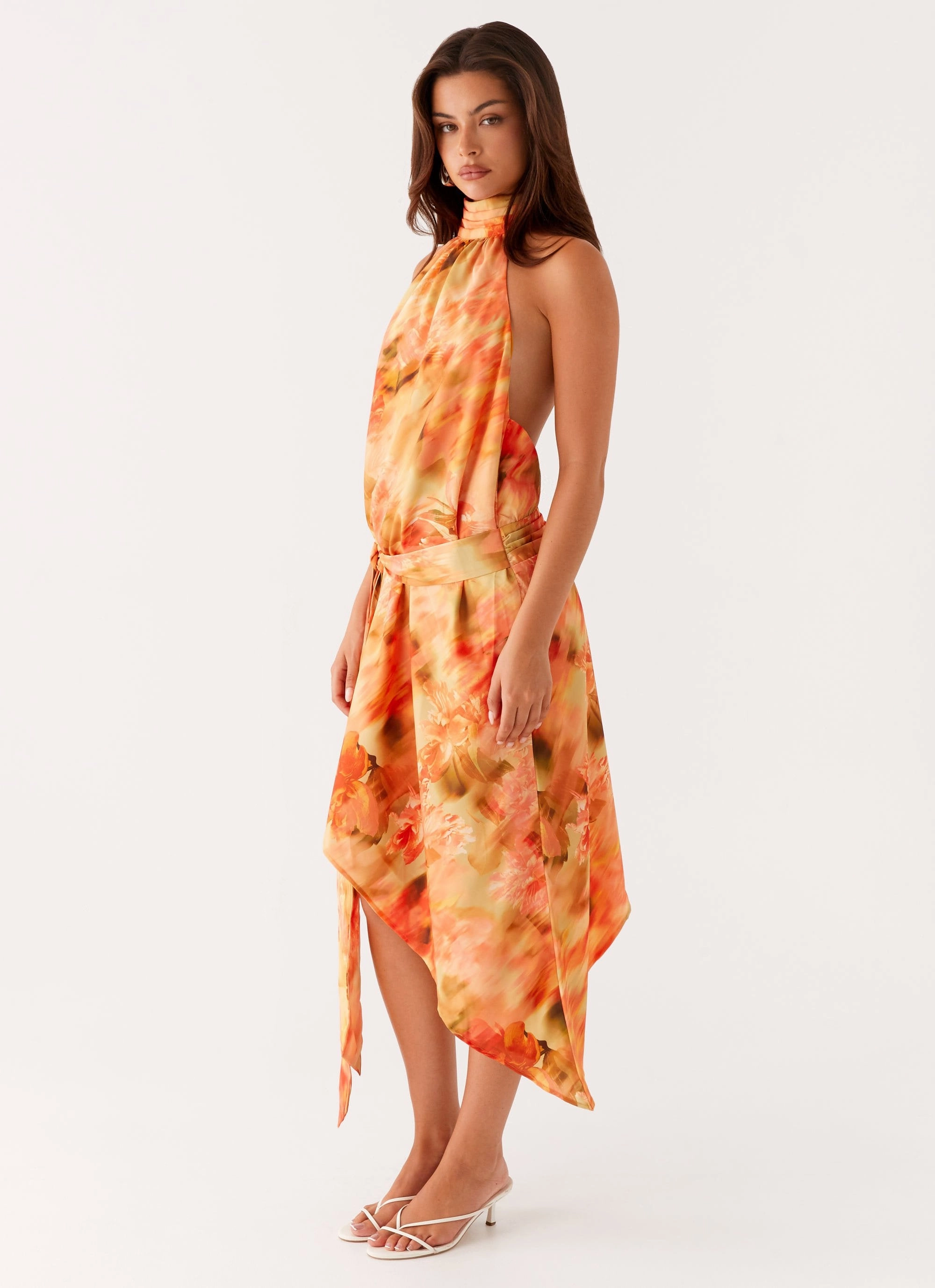Lou Midi Dress - Sunset Floral Simple Ease Guest Glam