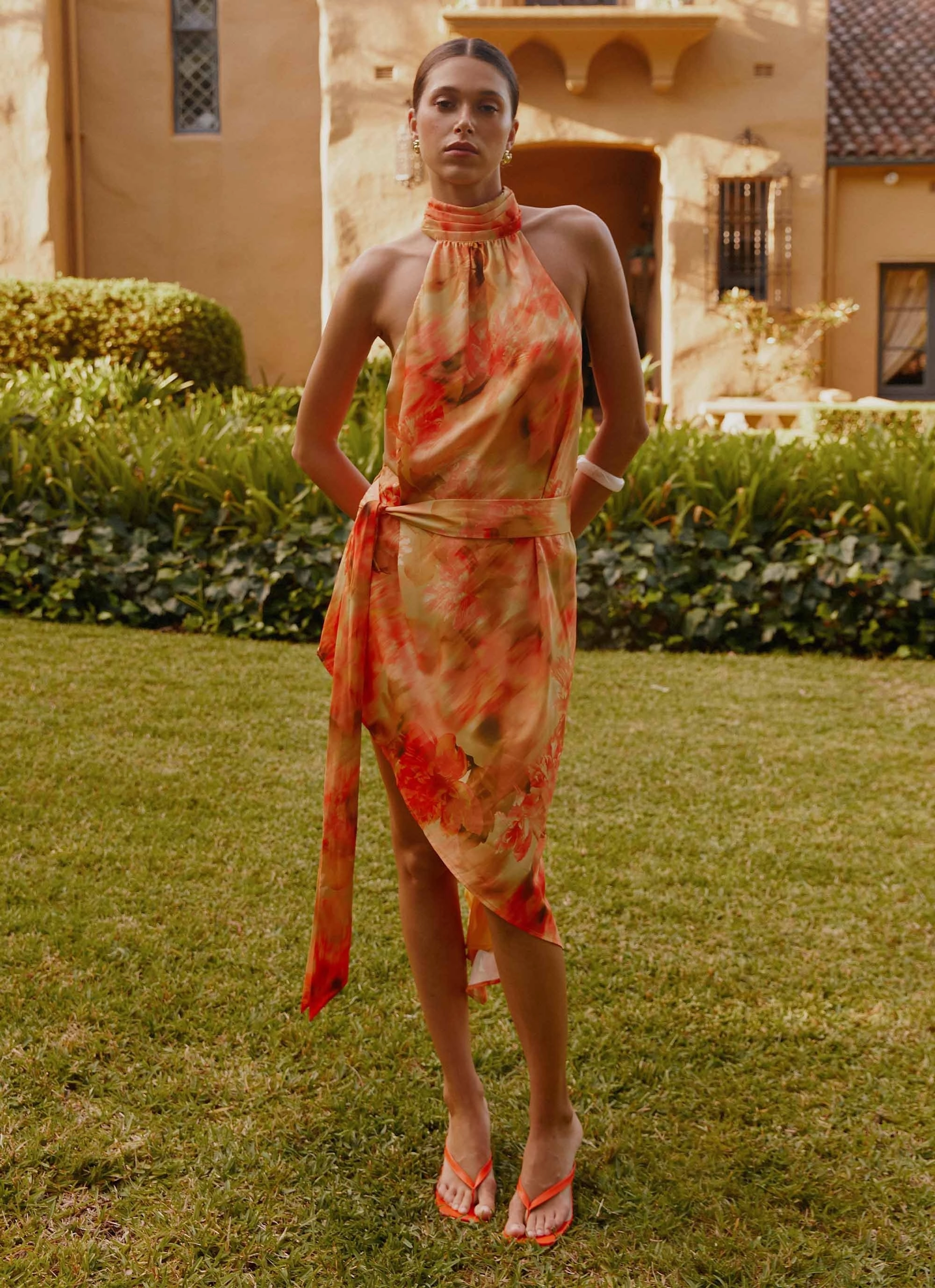 Lou Midi Dress - Sunset Floral Day Outfit
