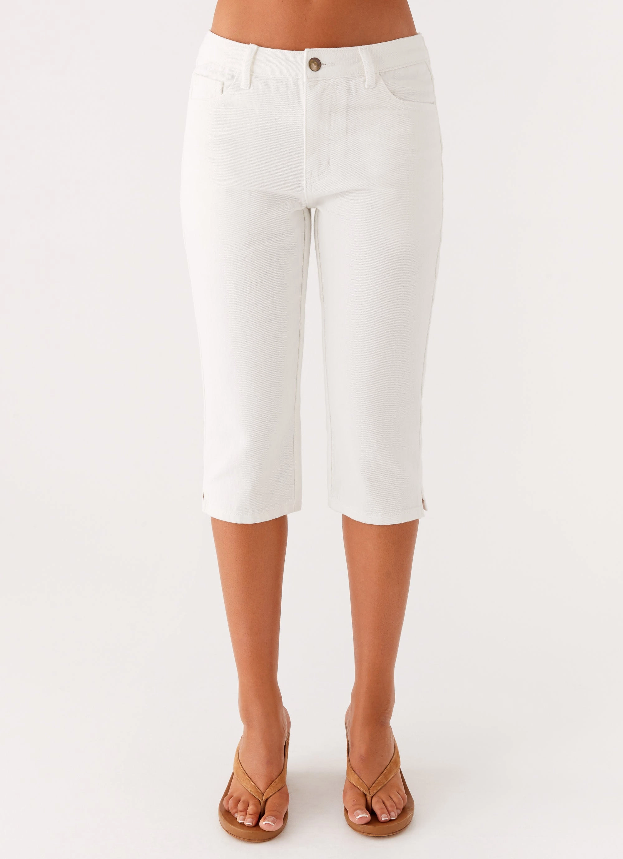 Rocco Denim Capri Pants - Off White Breathable Wear Fit Performance Support