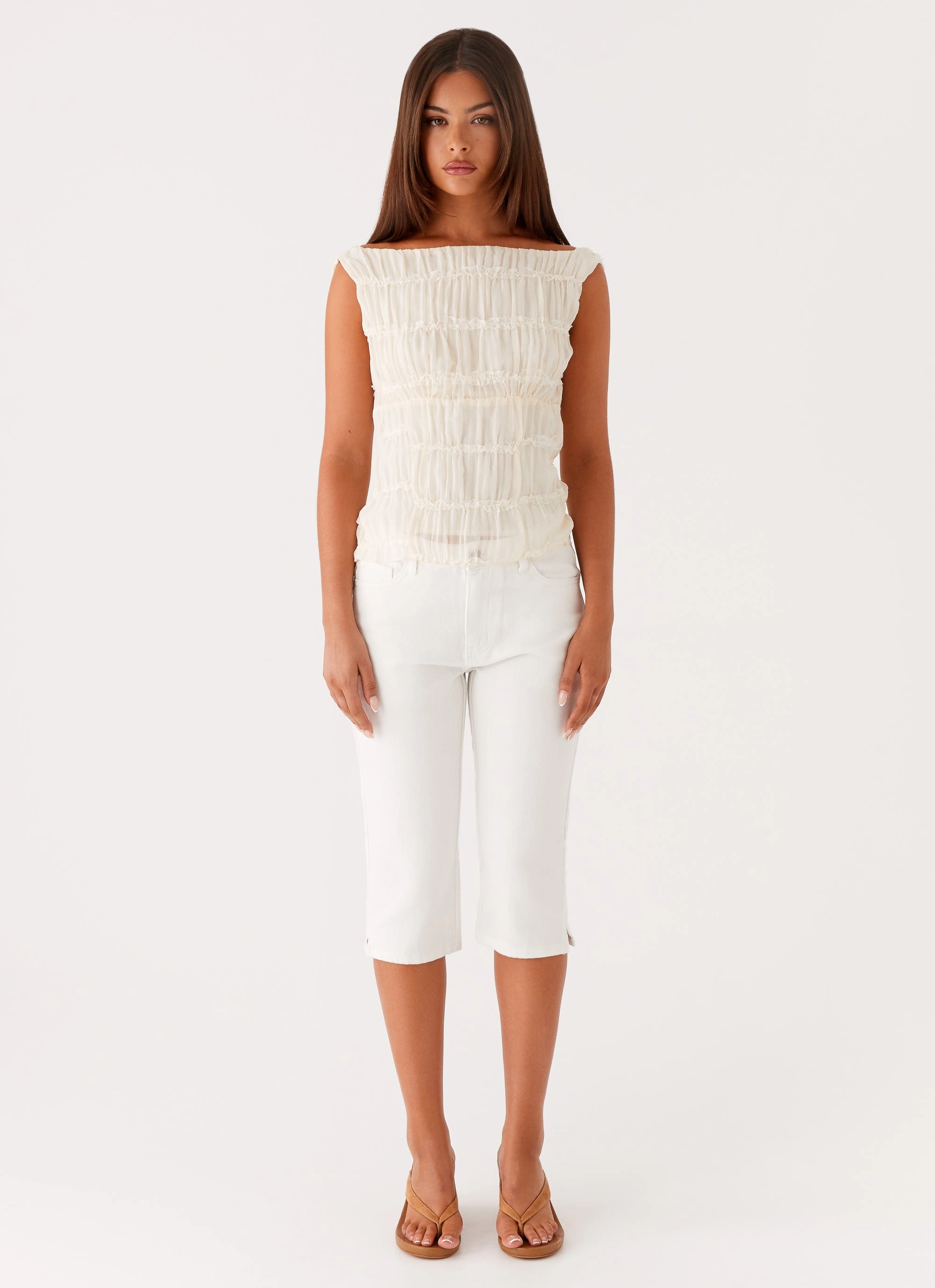 Rocco Denim Capri Pants - Off White Classic Comfort