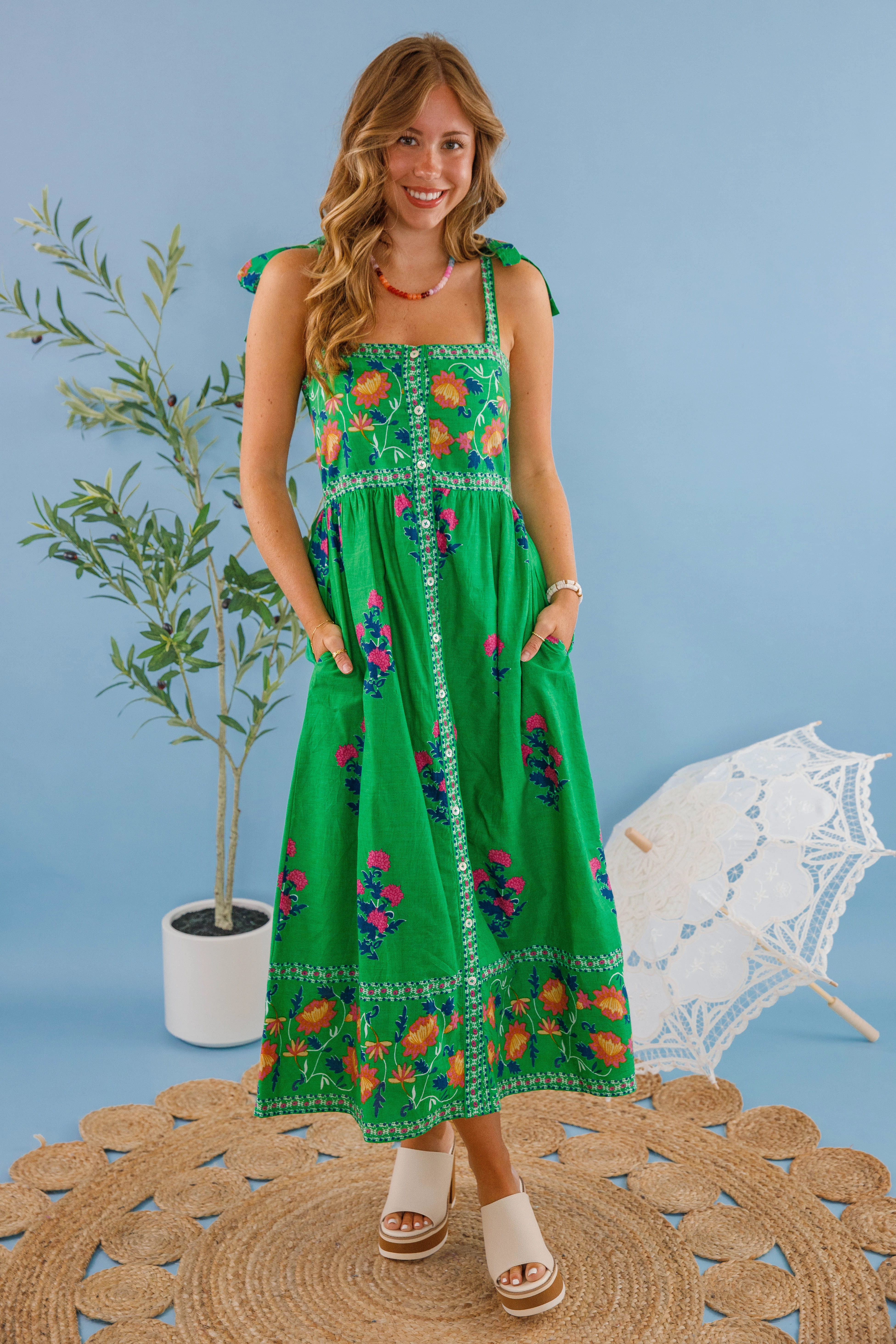 AntiPillTreatment Life On the Lake Midi Dress