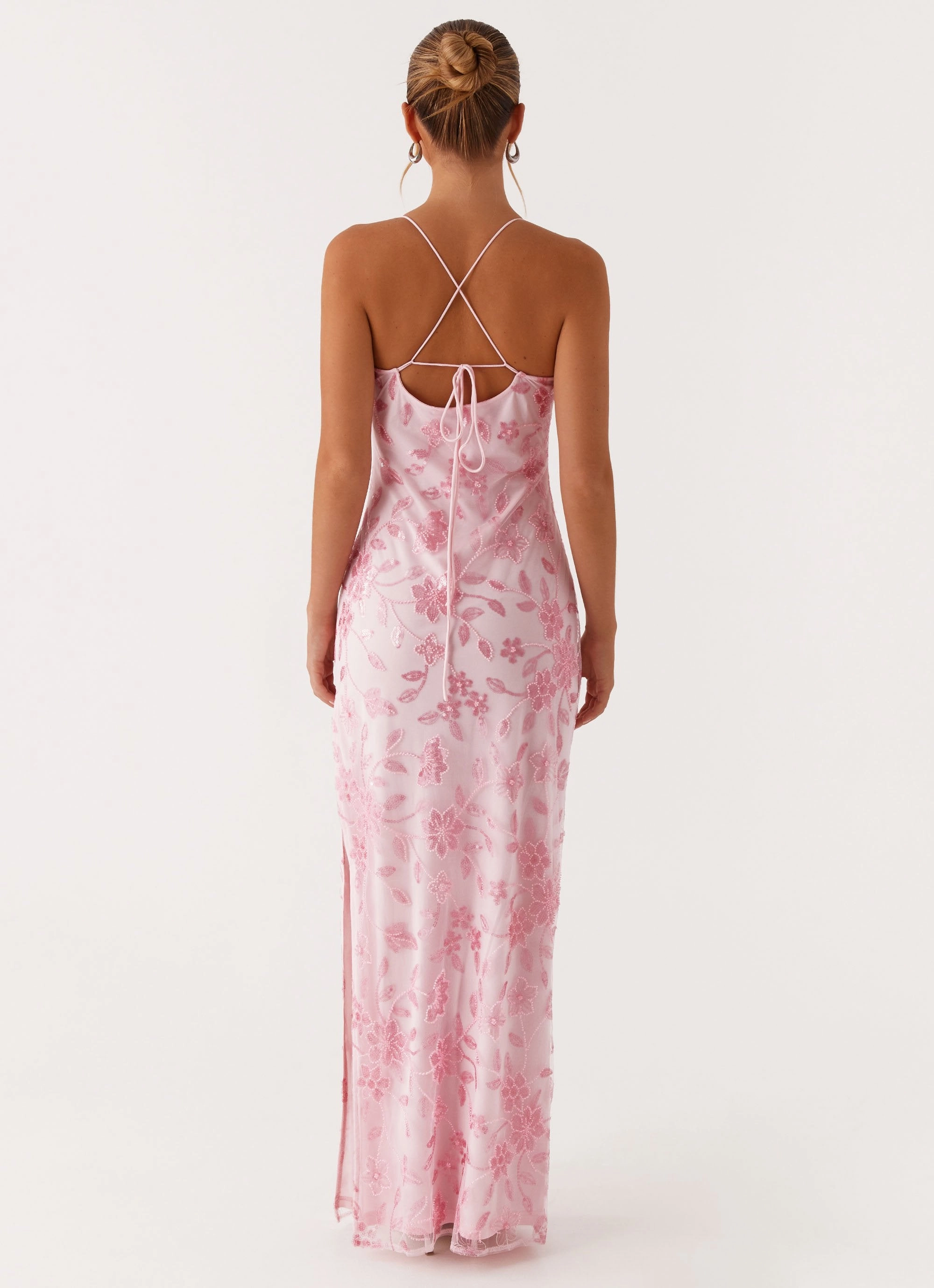 Bright Lights Beaded Maxi Dress - Pink Light And Airy