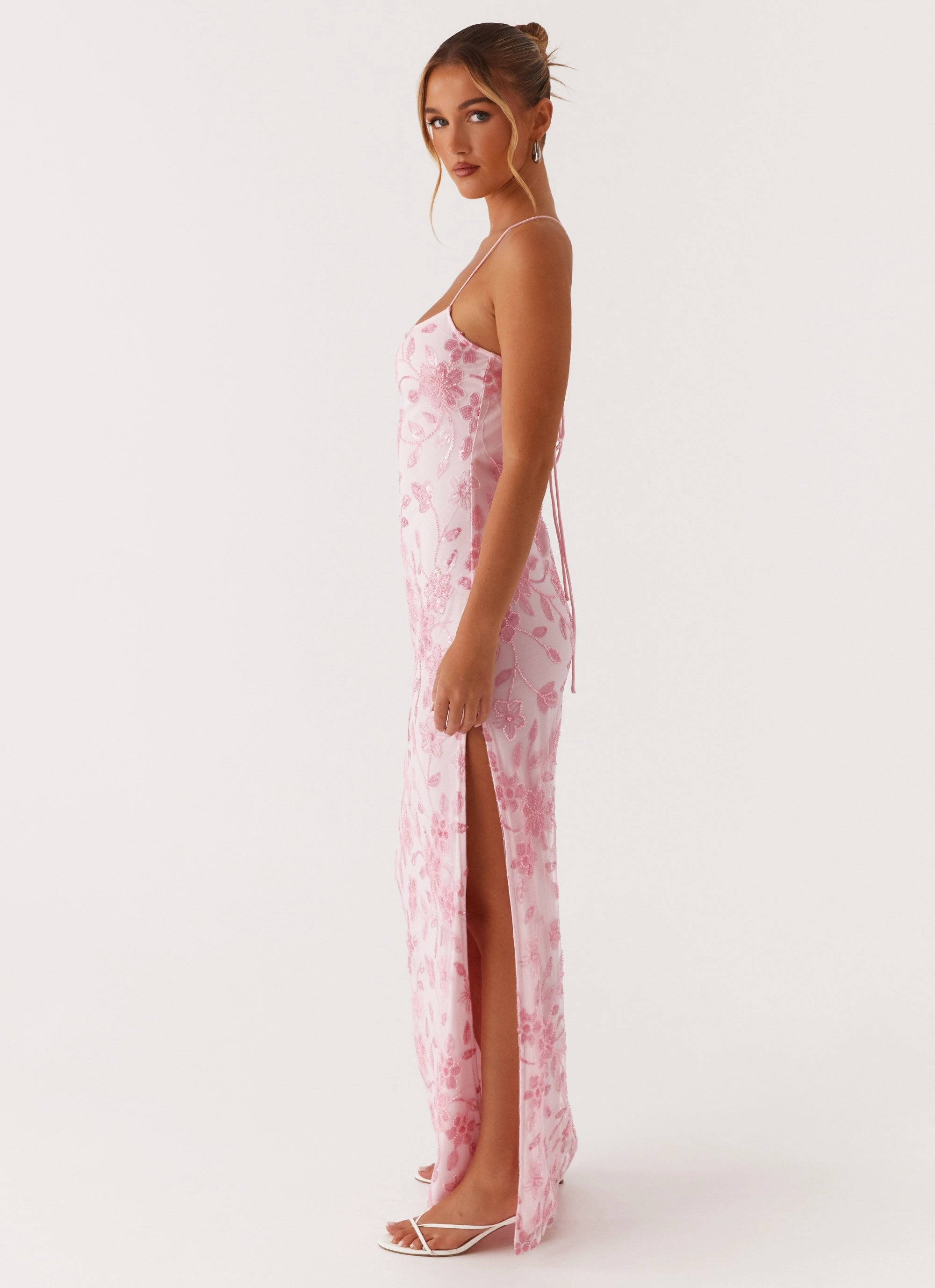Bright Lights Beaded Maxi Dress - Pink Bold Design