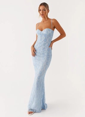 Sonia Maxi Dress - Blue Easy Look Halter-Neck
