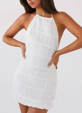 City Ready Velvet-Sleeve Aullie Mini Dress - White