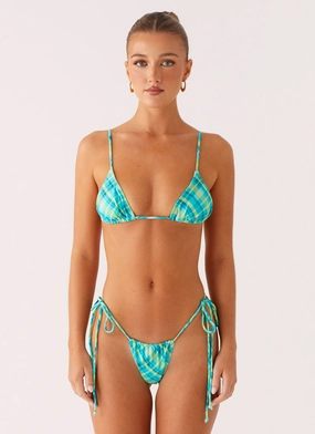 Lissy Bikini Bottoms - Green Check Water-resistant
