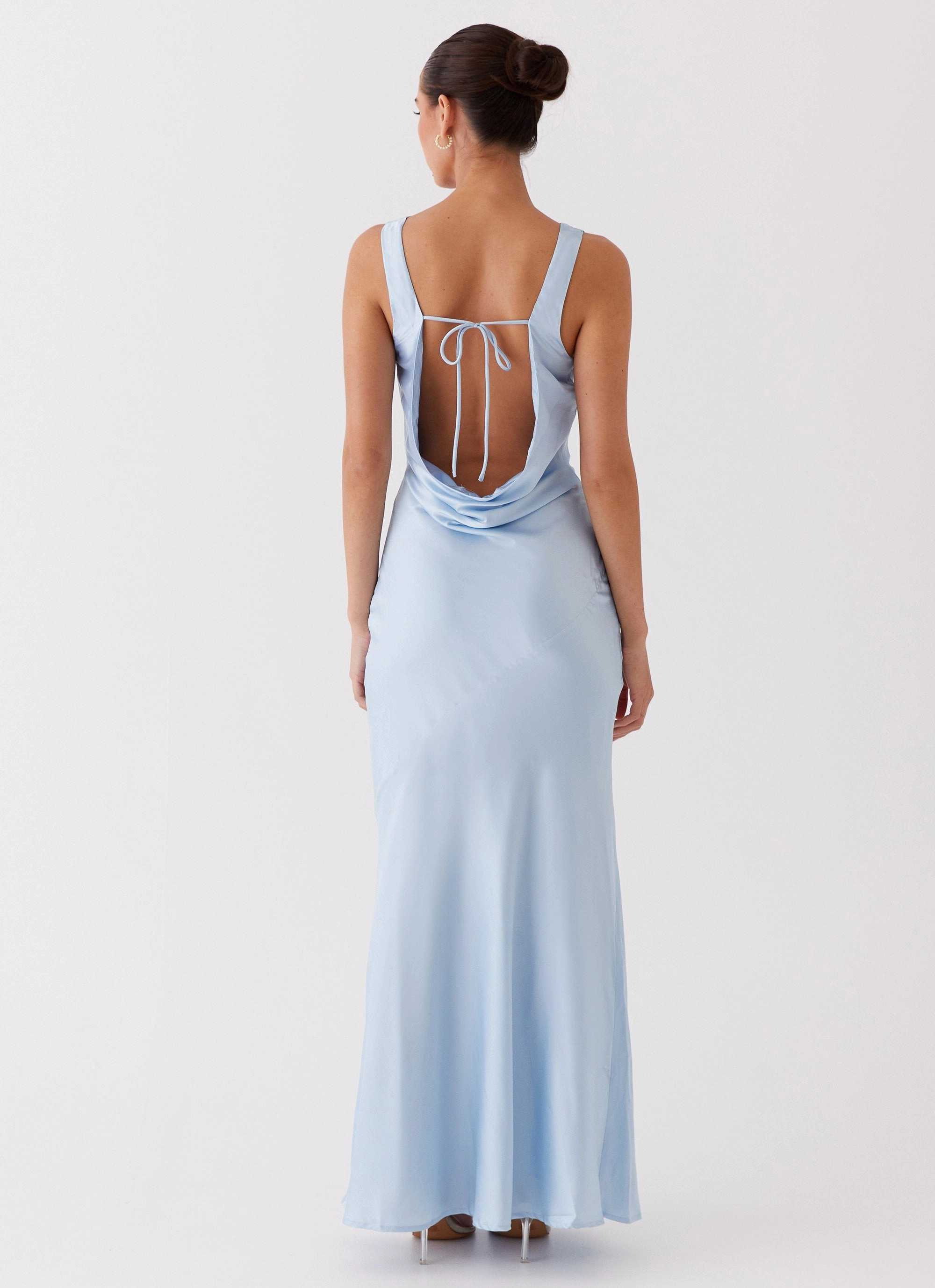 effortless grace Perfect Wearable Be Mine Satin Maxi Dress - Blue