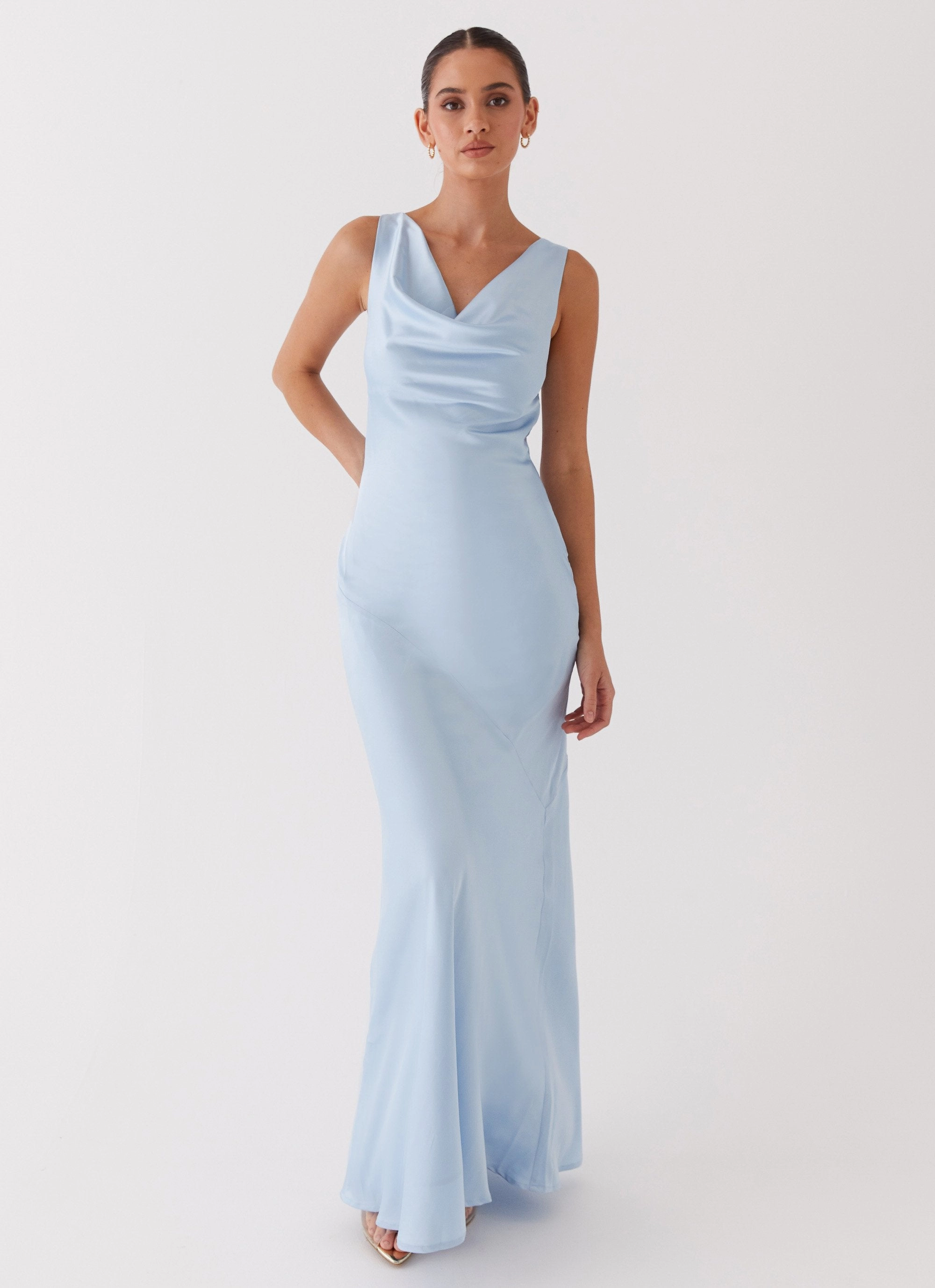 Relax Mode Be Mine Satin Maxi Dress - Blue