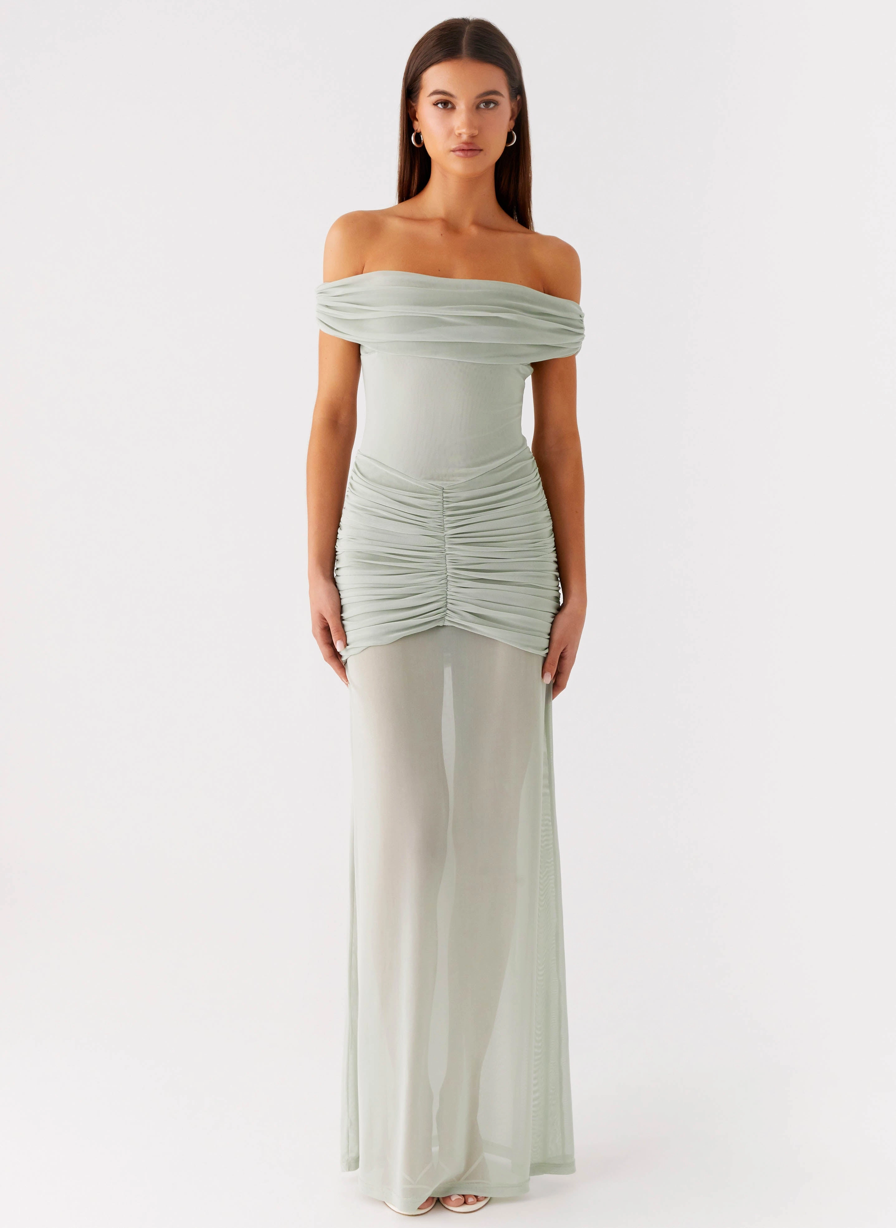 Eyllin Off Shoulder Maxi Dress - Sage Fresh Palette