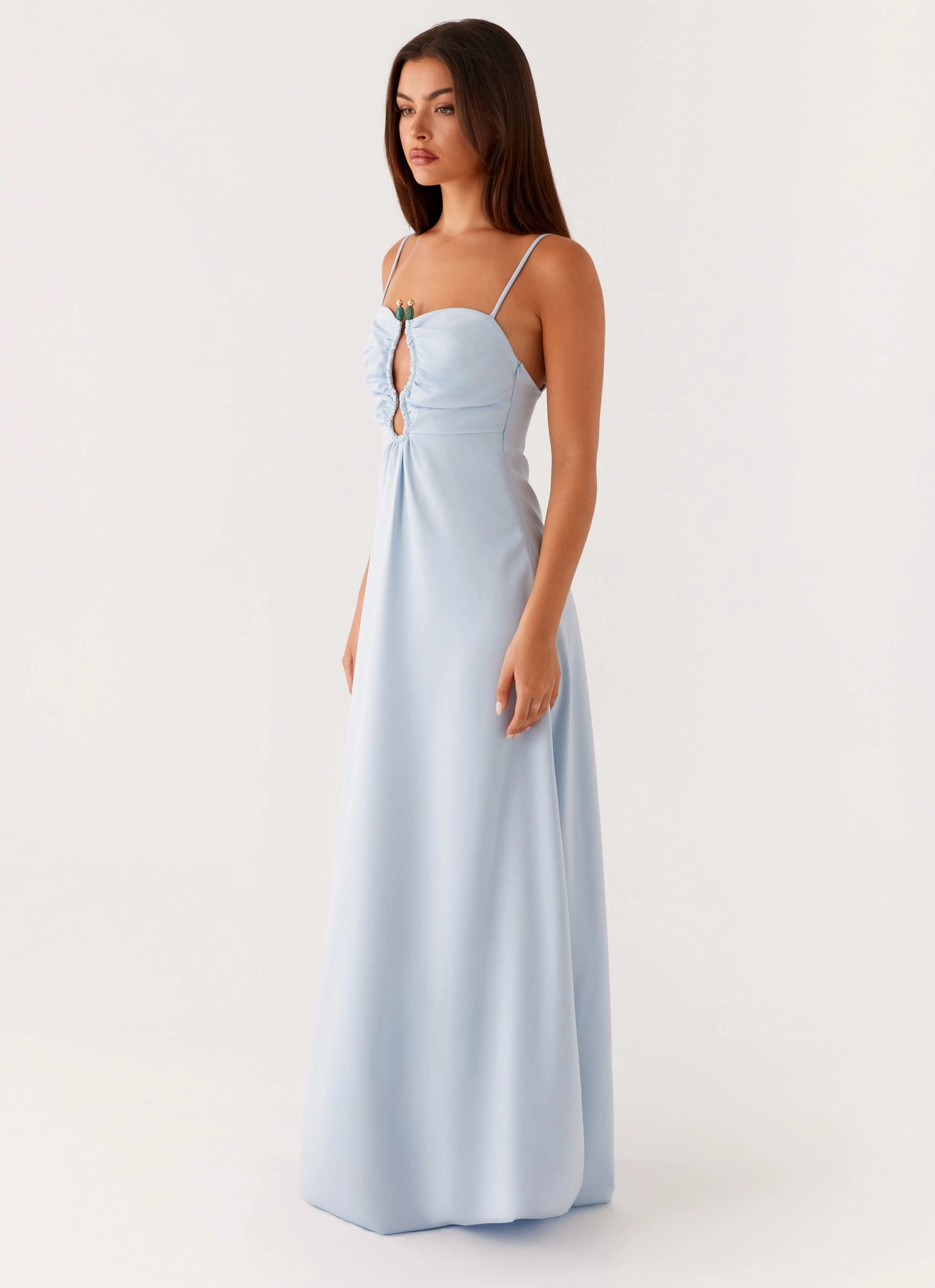 Zelda Maxi Dress - Blue Statement-Print Comfy Fit