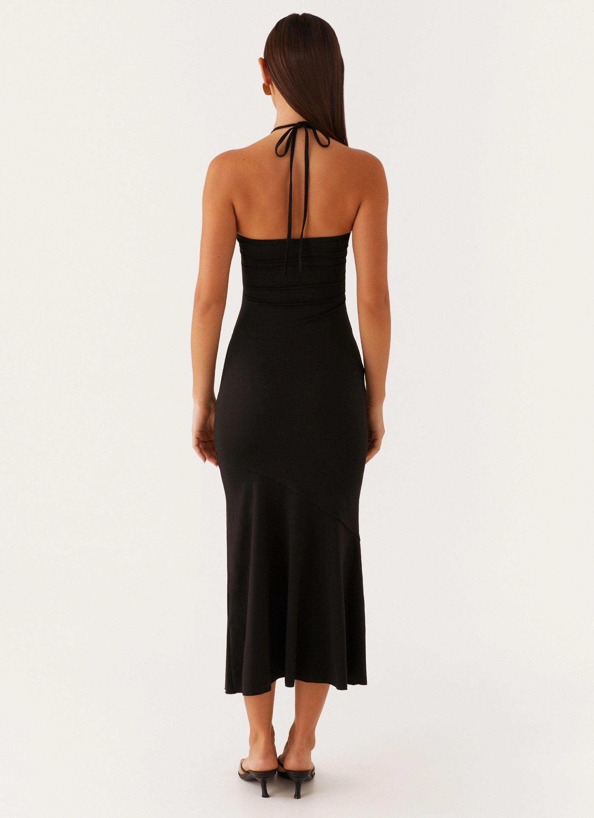 Zena Halterneck Midi Dress - Black sweet moment