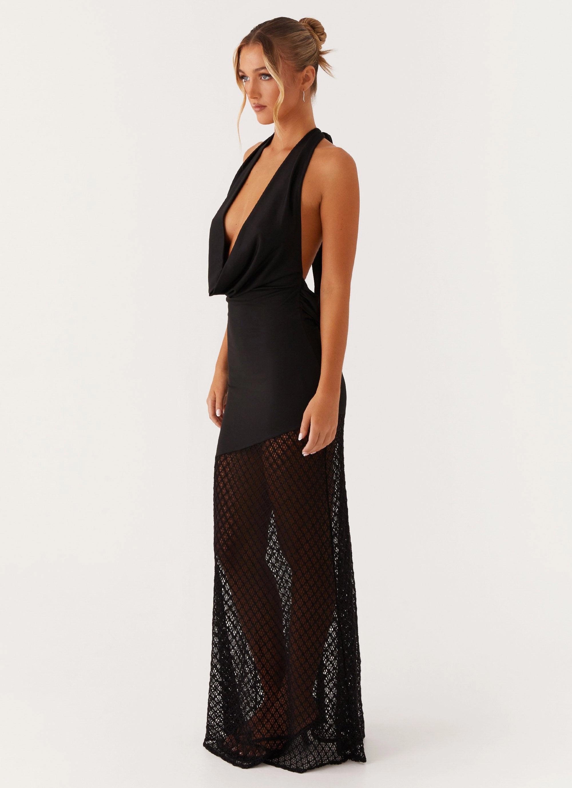 Aaliyah Maxi Dress - Black Fluid Cut