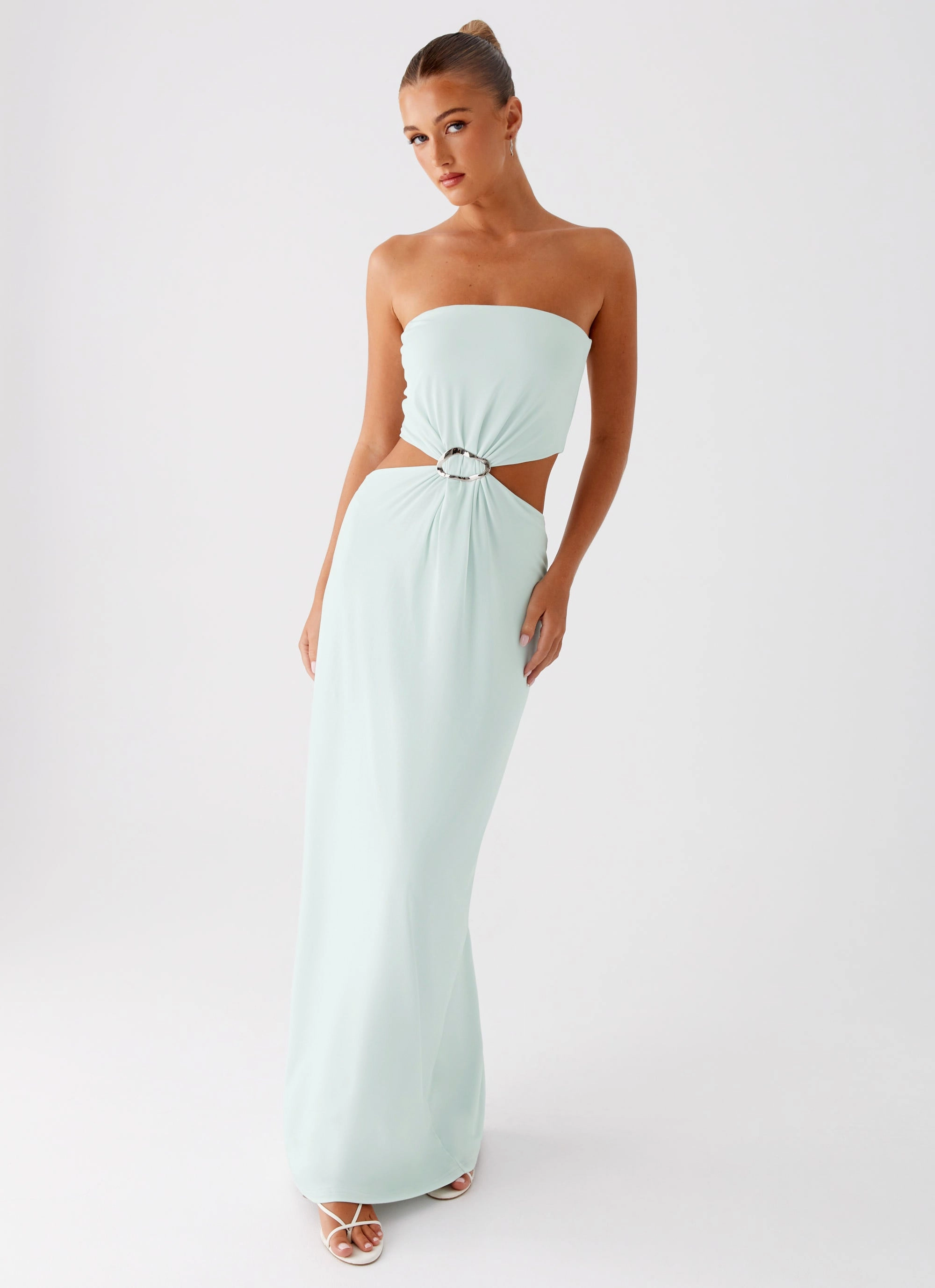 Soft cotton dress Elegant Waistband Fit Mayfair Maxi Dress - Mint