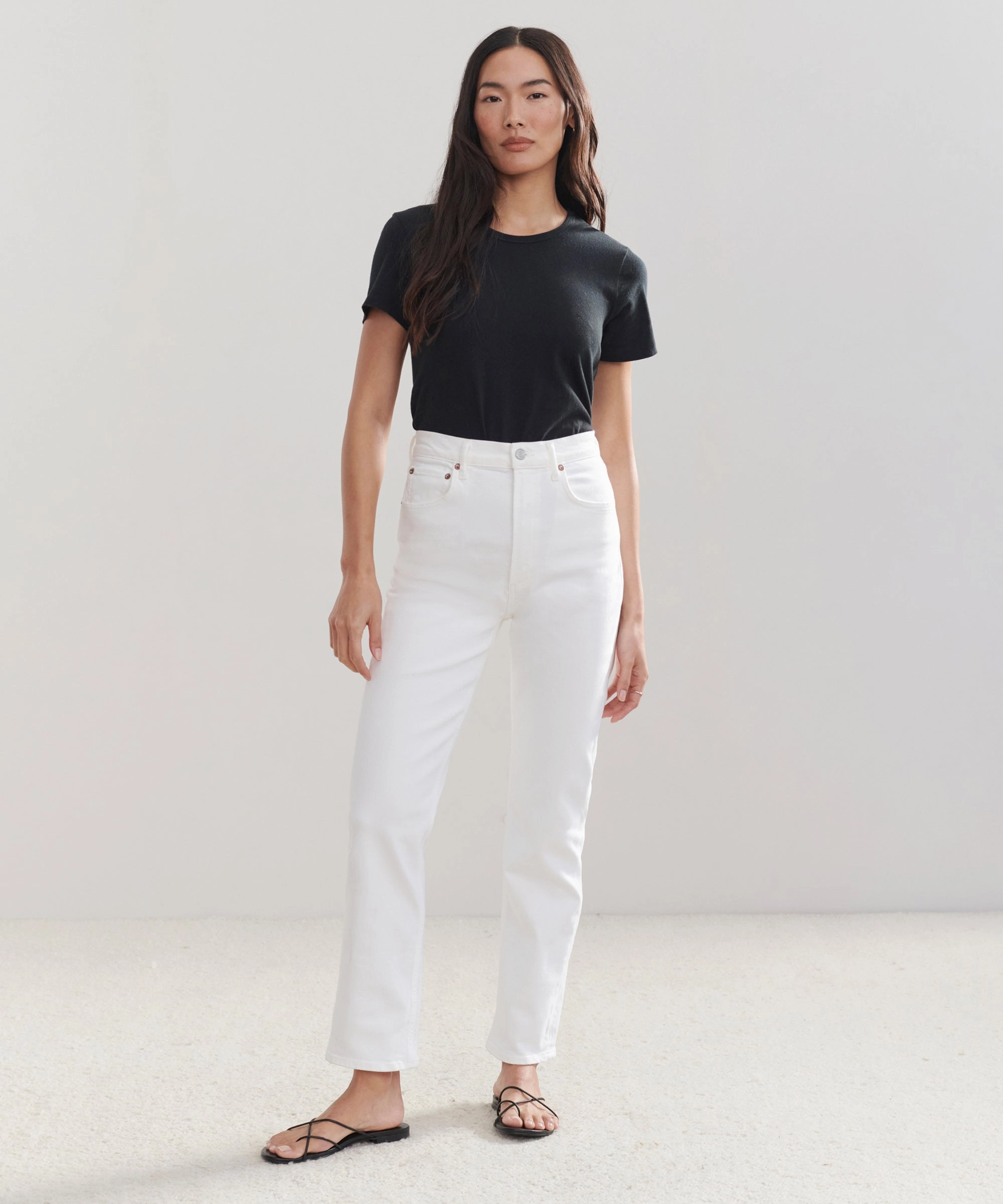 High Durability Stitching High Rise Stovepipe Jean