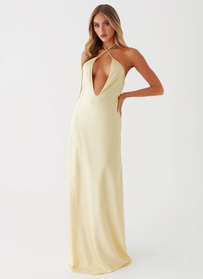 Noir Symphony Maxi Dress - Yellow Fall Tone