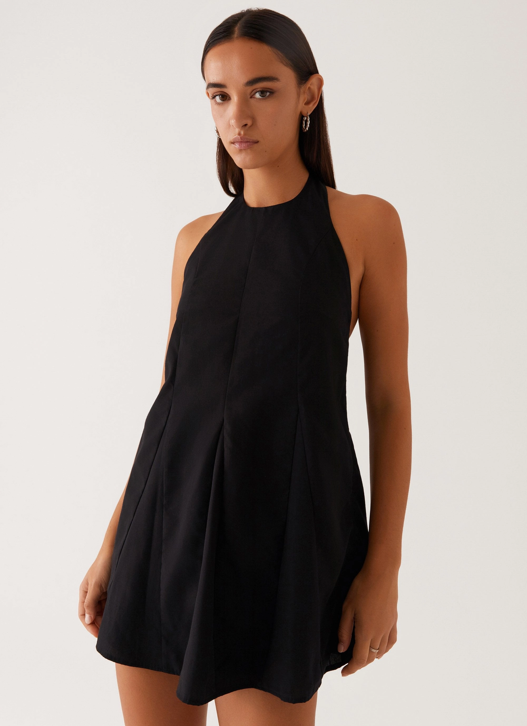 Avalon Halterneck Mini Dress - Black Cool Simplicity Feminine Design